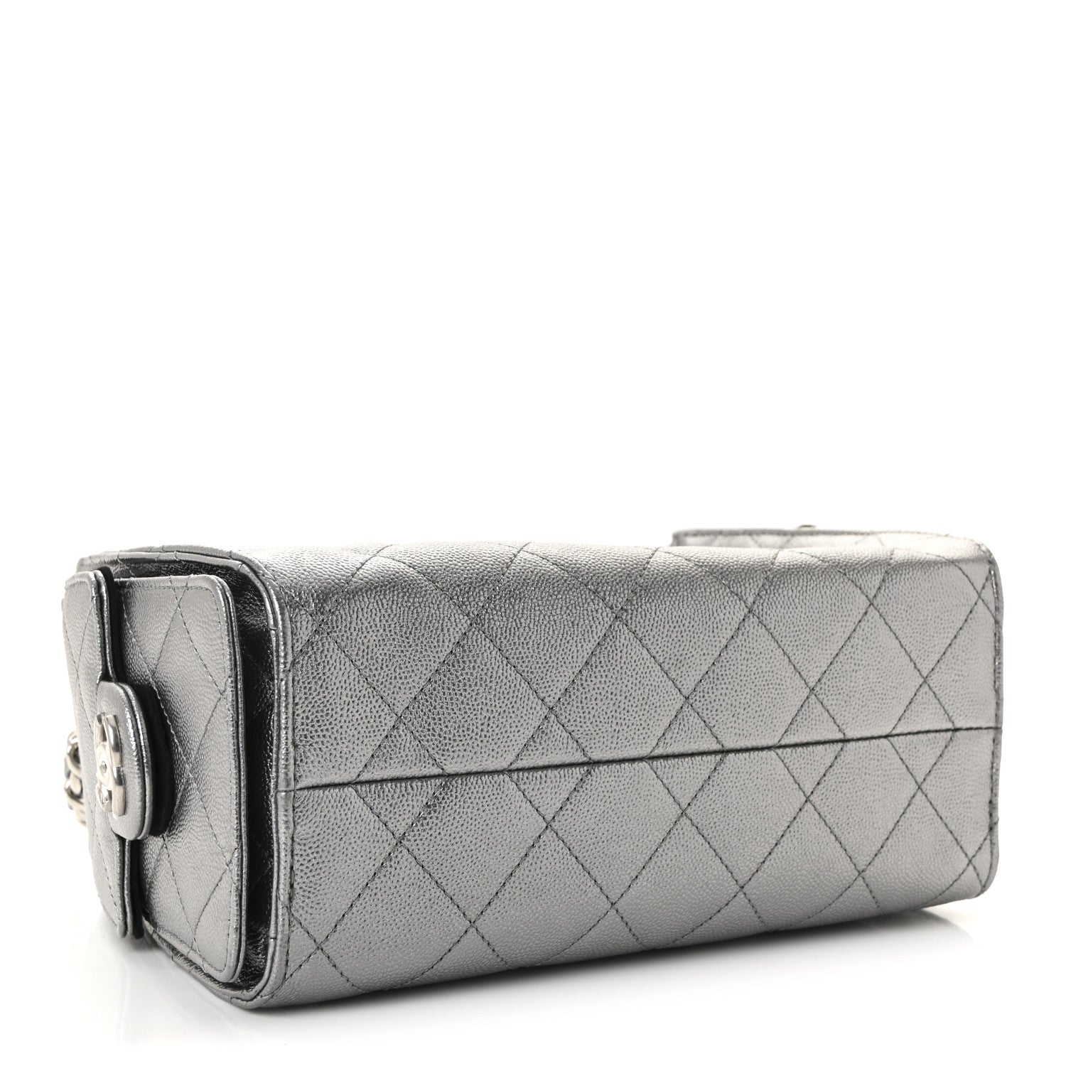 Metallic Caviar Quilted Mini Chanel 25 Handbag Silver
