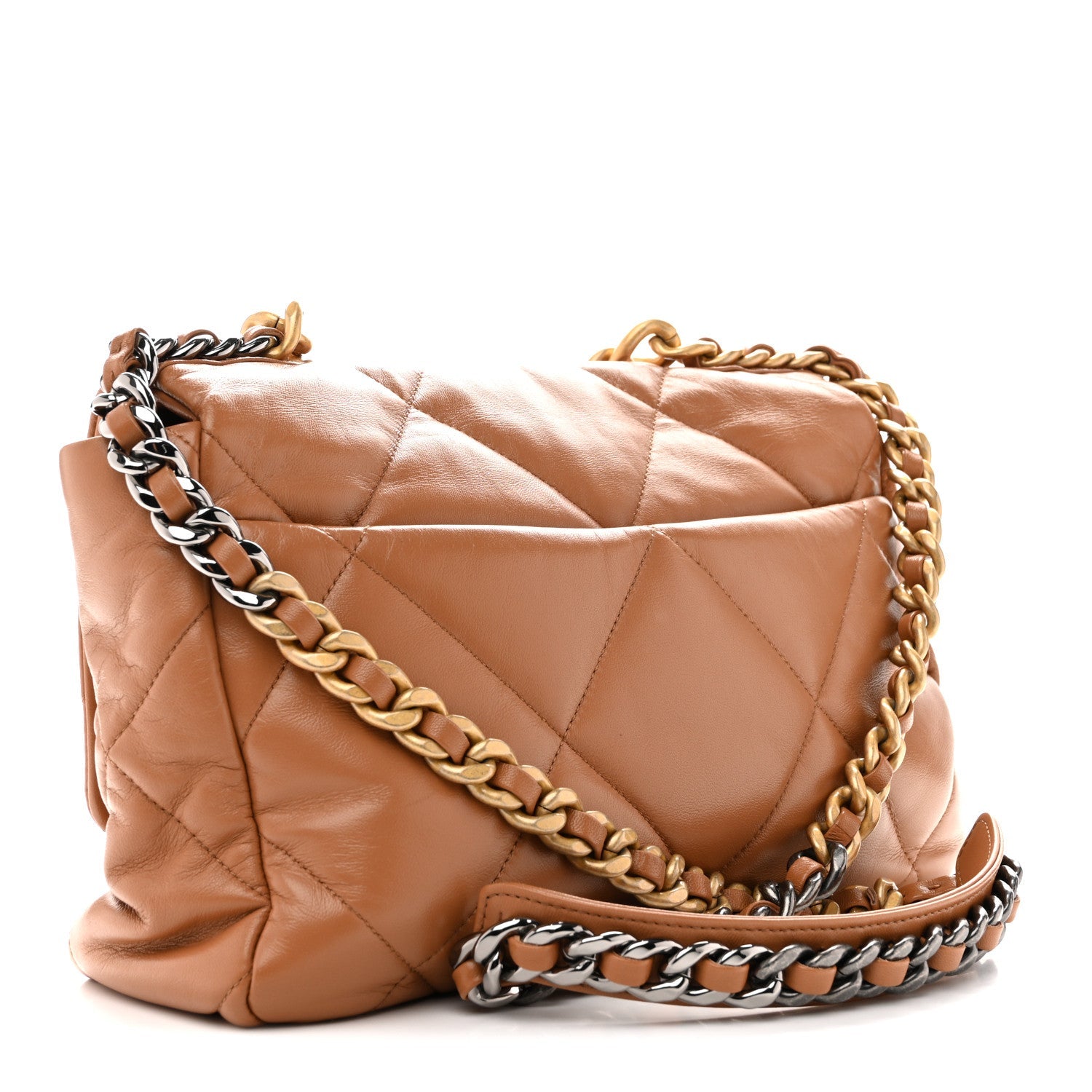 Lambskin Quilted Large Chanel 19 Flap Brown