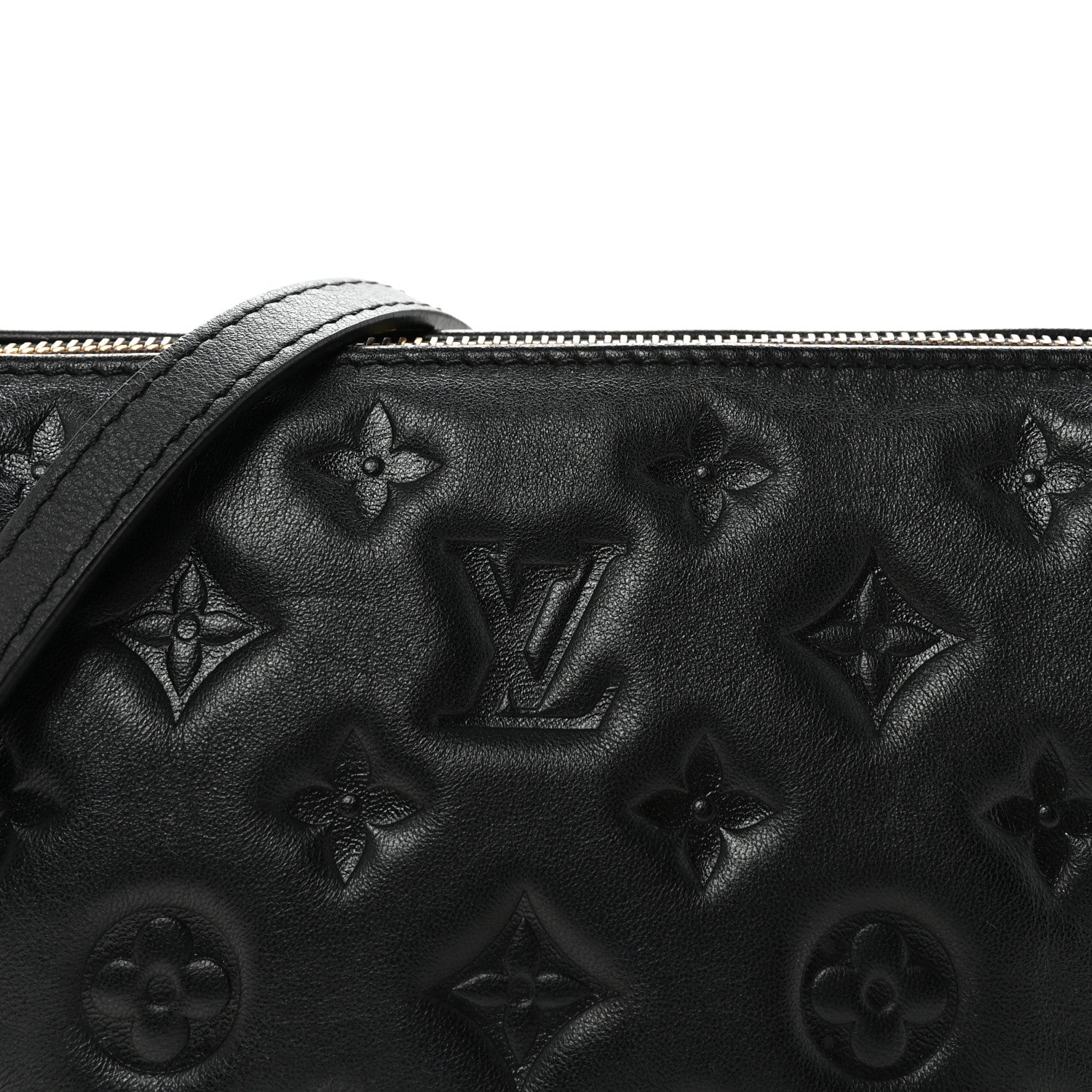 Lambskin Embossed Monogram Coussin BB Black