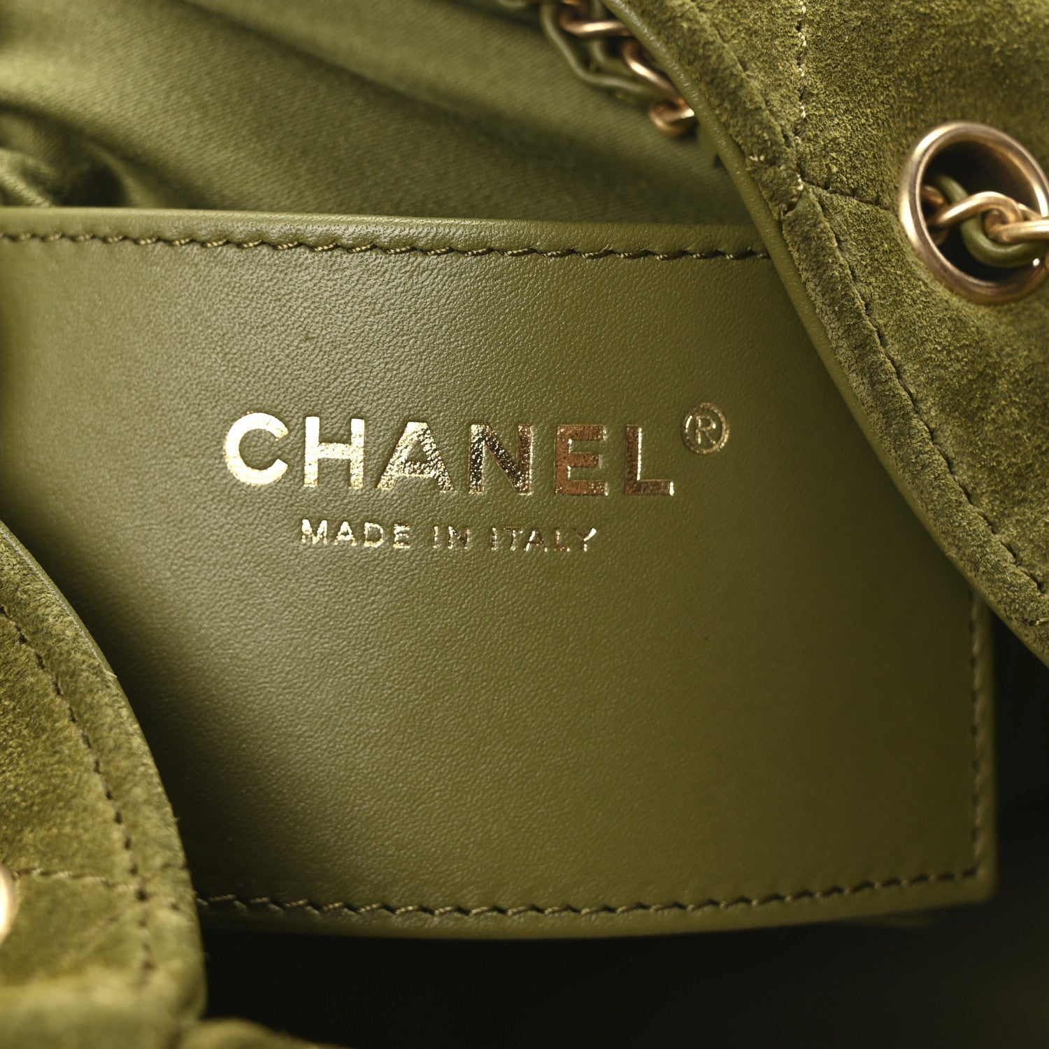 Suede Quilted Medium Chanel 25 Handbag Khaki