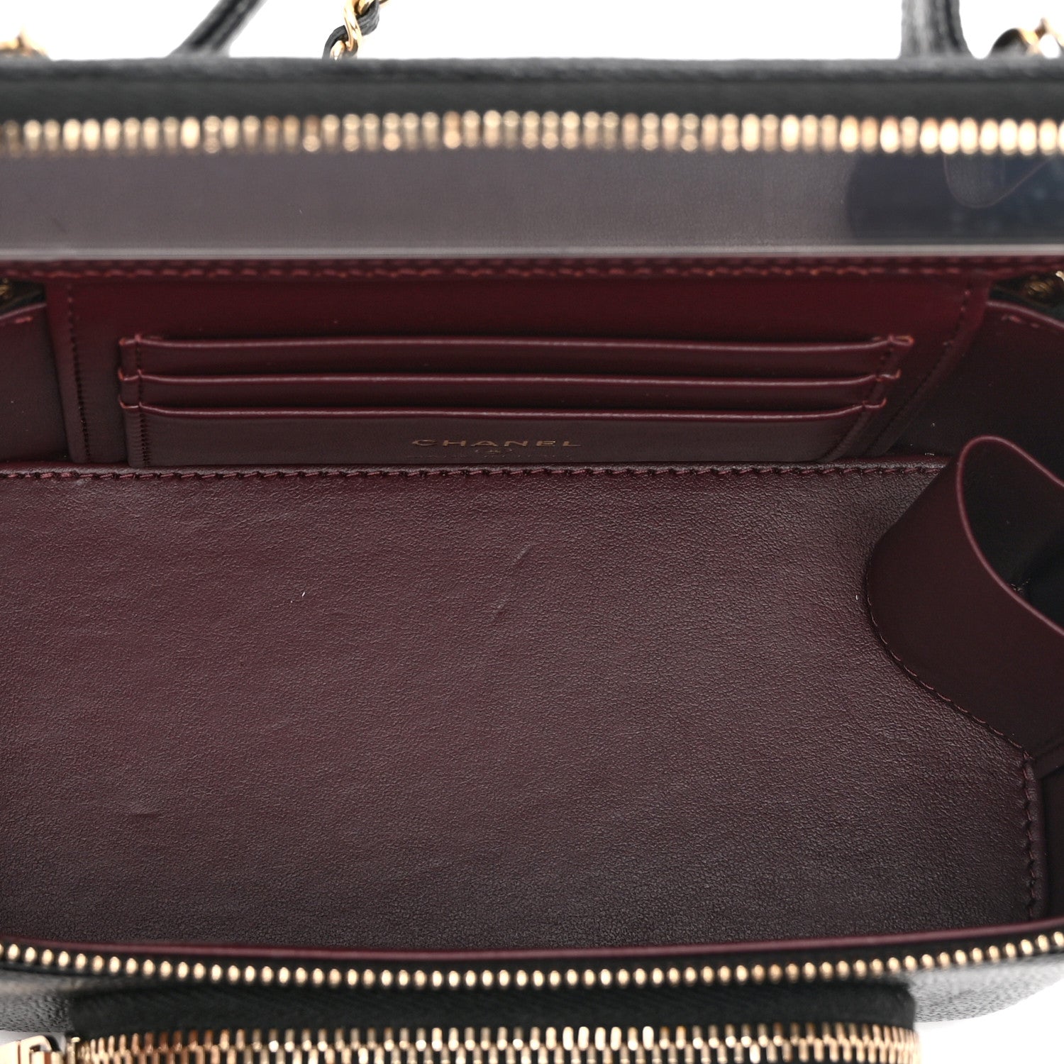 Caviar Quilted Top Handle Pocket Vanity Case Black