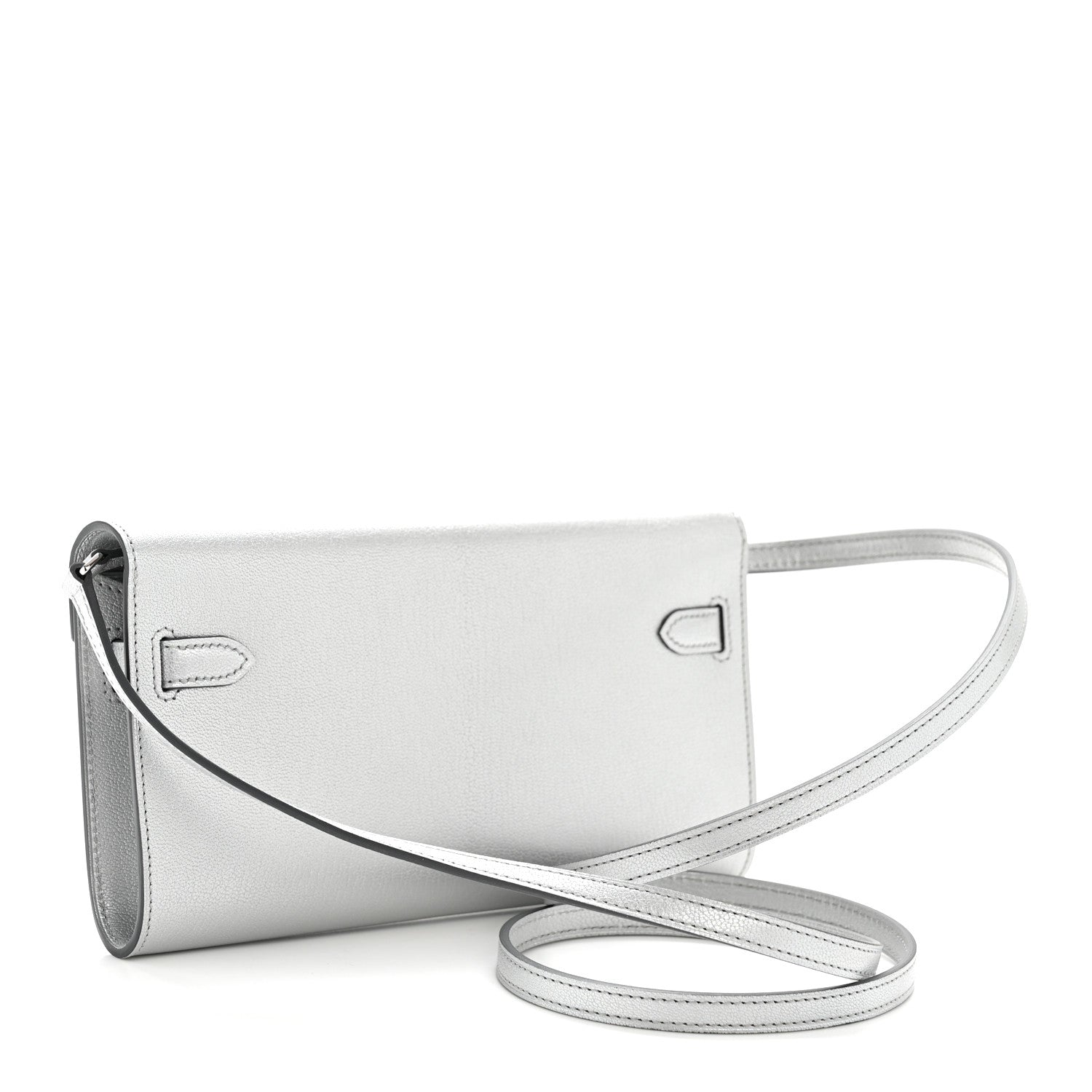 Metallic Chevre Chamkilight Kelly Wallet To Go Argent