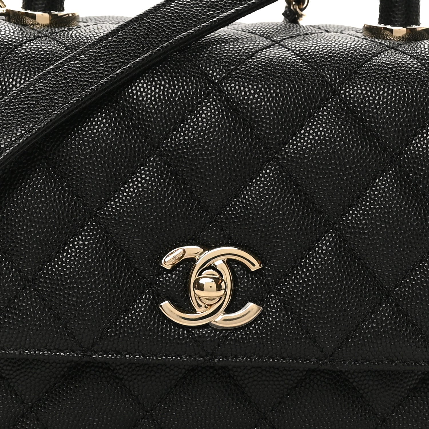 Caviar Quilted Mini Coco Handle Flap Black