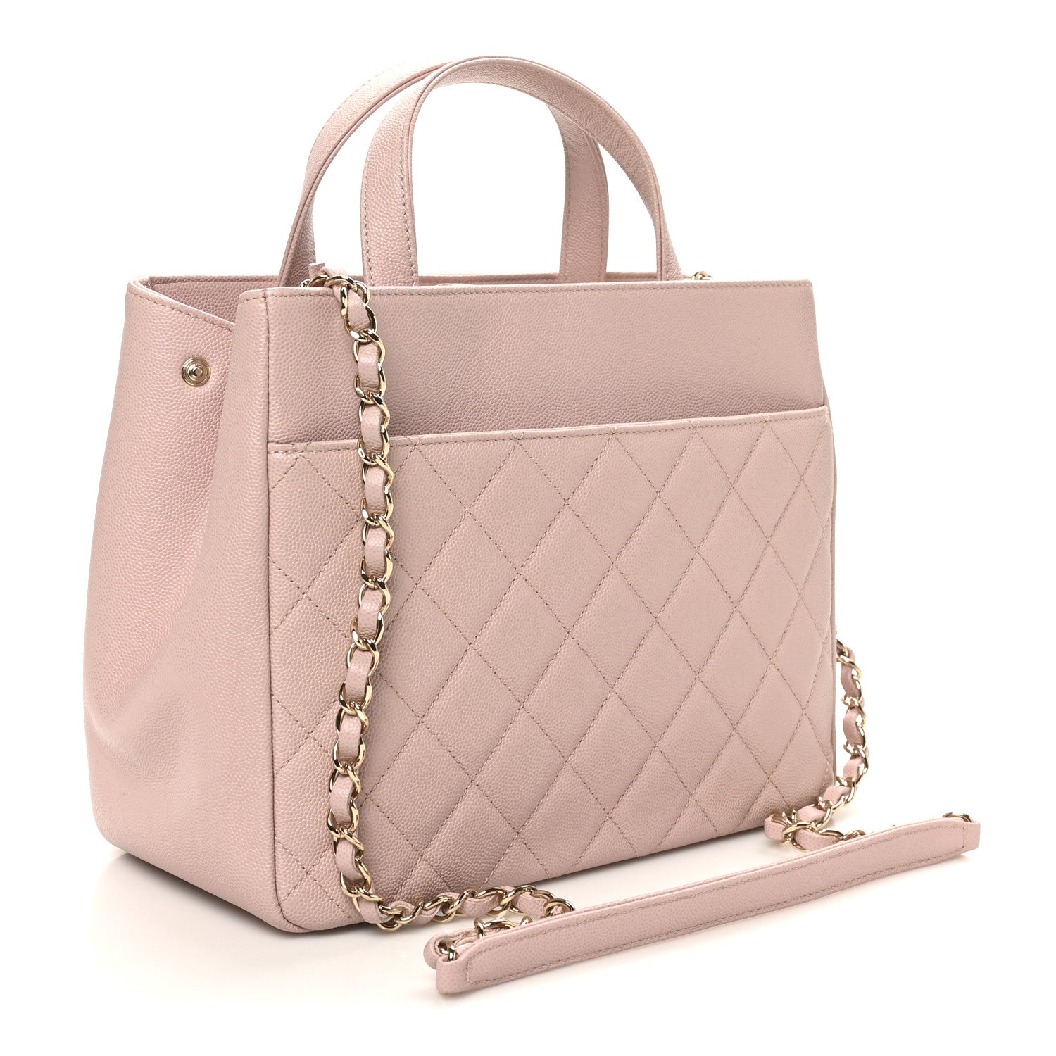 Caviar Quilted Small Business Affinity Shopping Bag Light Pink