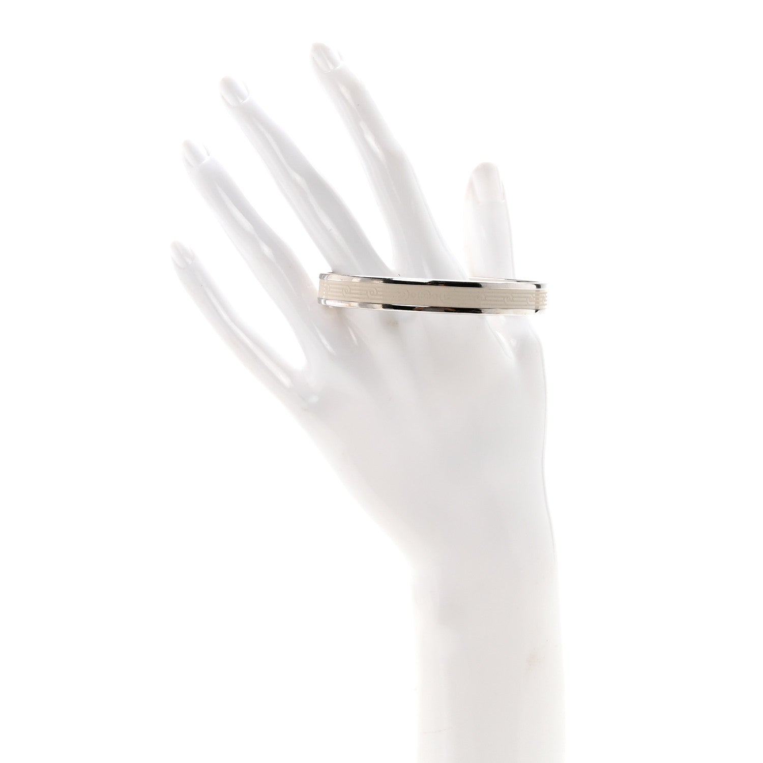 Enamel Printed Narrow Sellier Bracelet 65 White