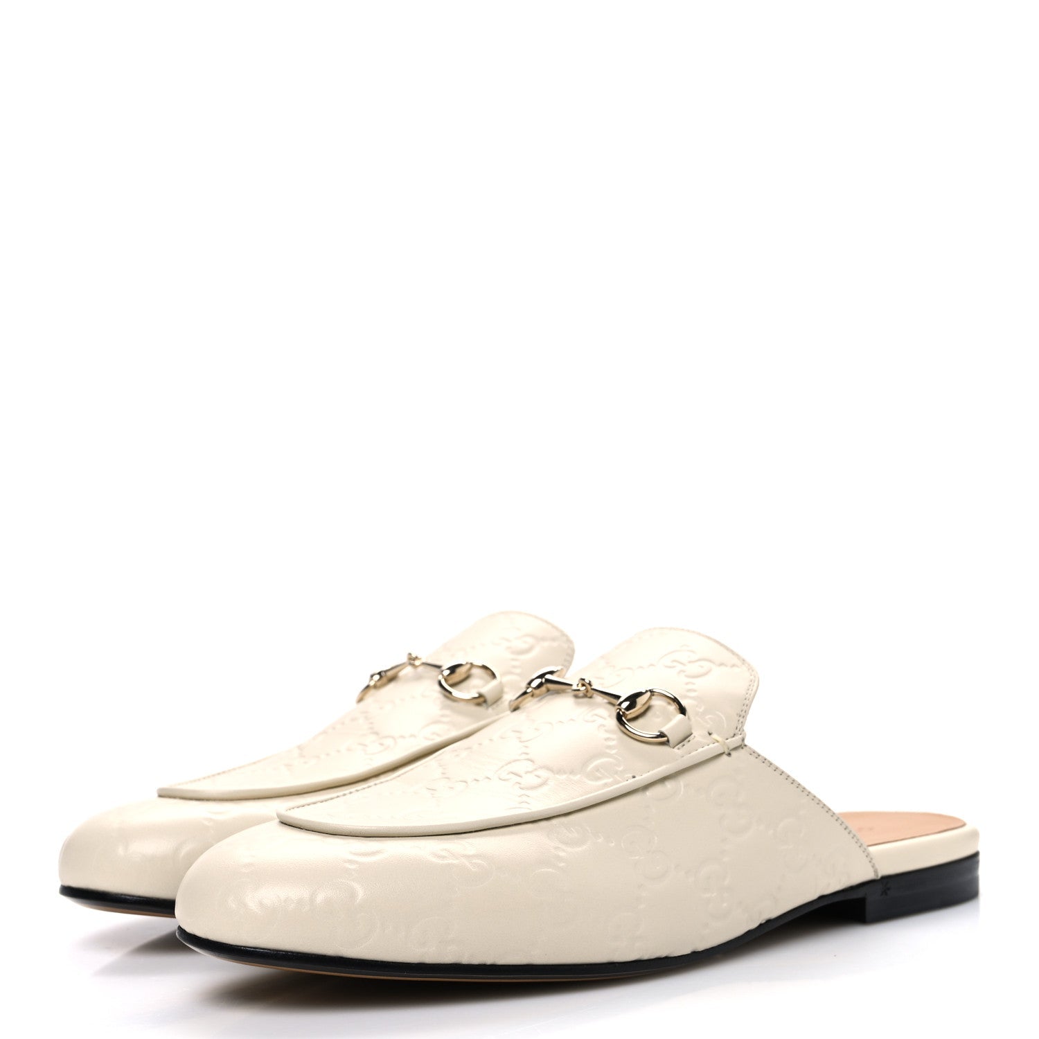 Glamour Calfskin Guccissima Womens Princetown Slippers 39.5 Mystic White
