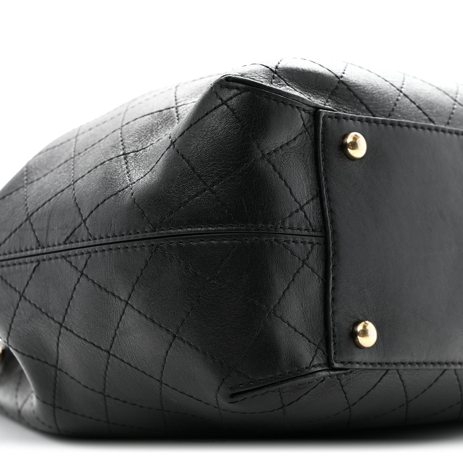 Calfskin Stitched Drawstring Bag Black