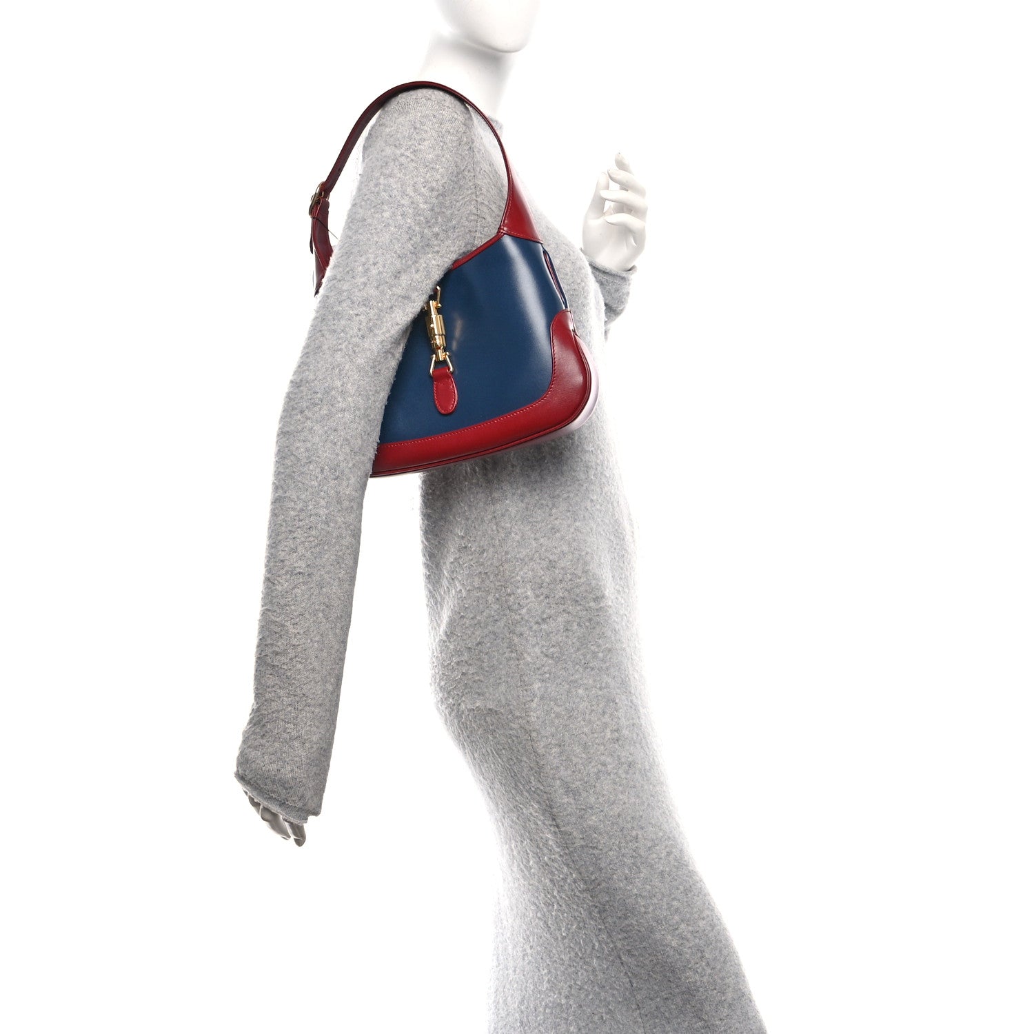 Boarded Dyana Lux Calfskin Bi-Color Small Jackie 1961 Hobo Blue Agata New Cherry Red