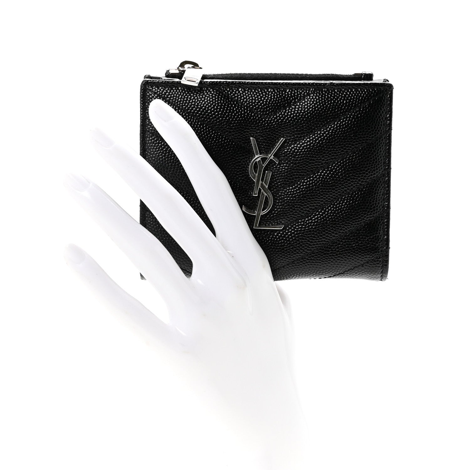 Grain De Poudre Matelasse Chevron Monogram Zipped Card Case Black