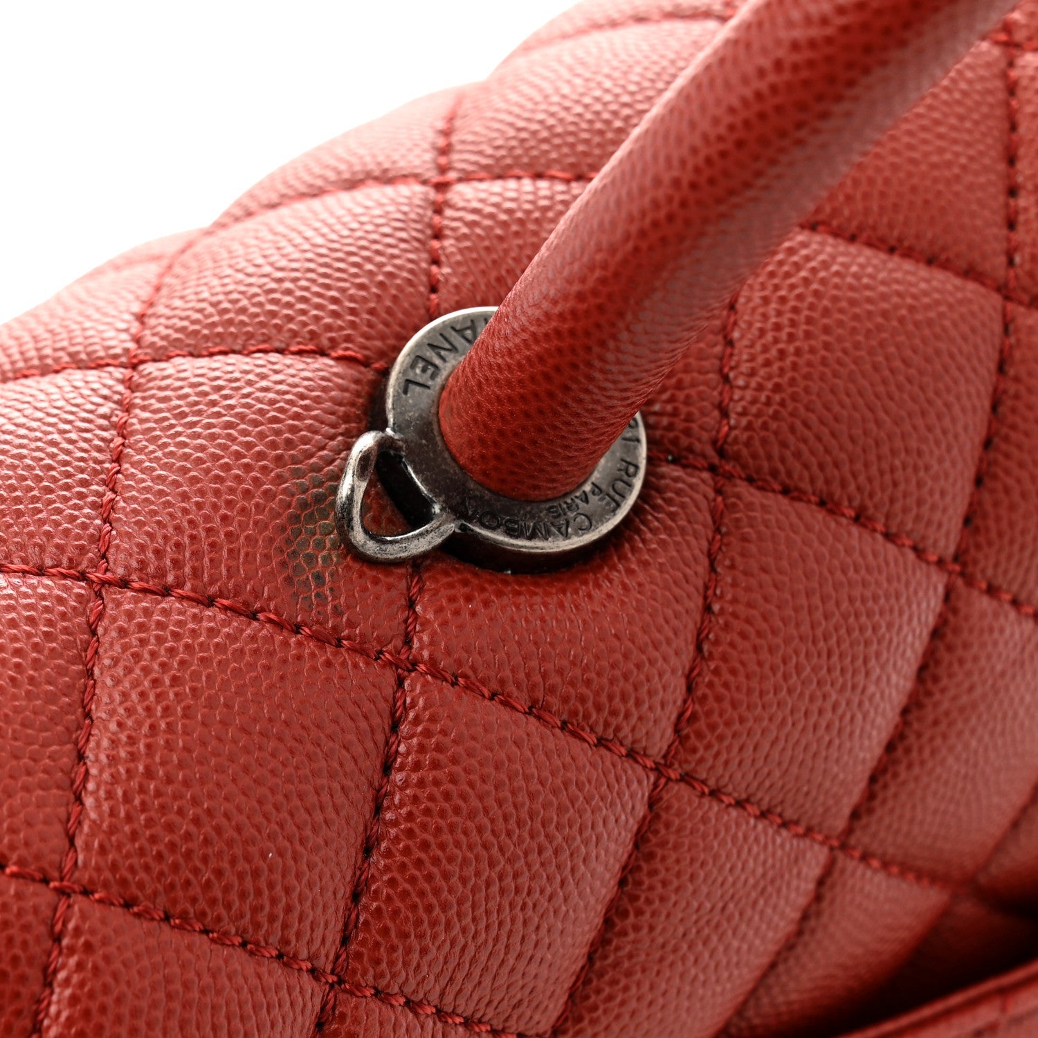 Caviar Quilted Medium Coco Handle Flap Dark Red