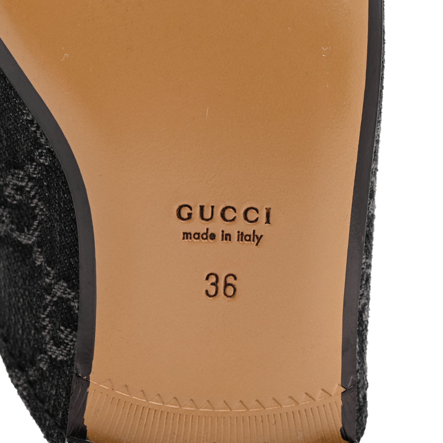 New Denim GG Malaga Kid Womens Princetown Slippers 36 Grey Black