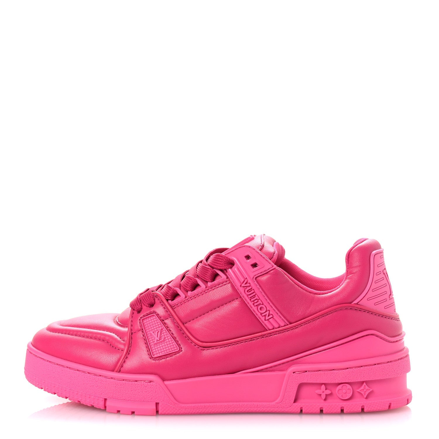 Calfskin Womens LV Trainer Sneakers 37 Hot Pink