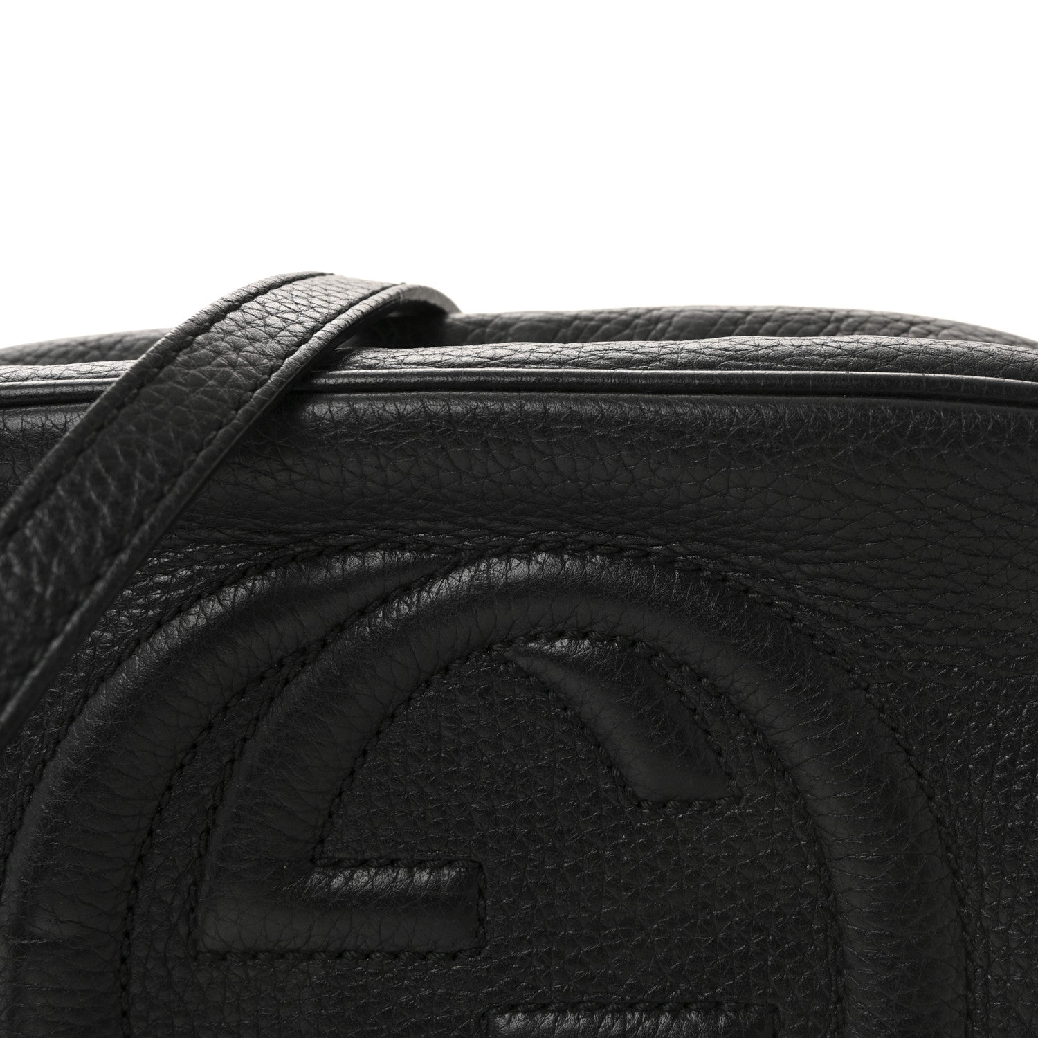 Pebbled Calfskin Small Soho Disco Bag Black