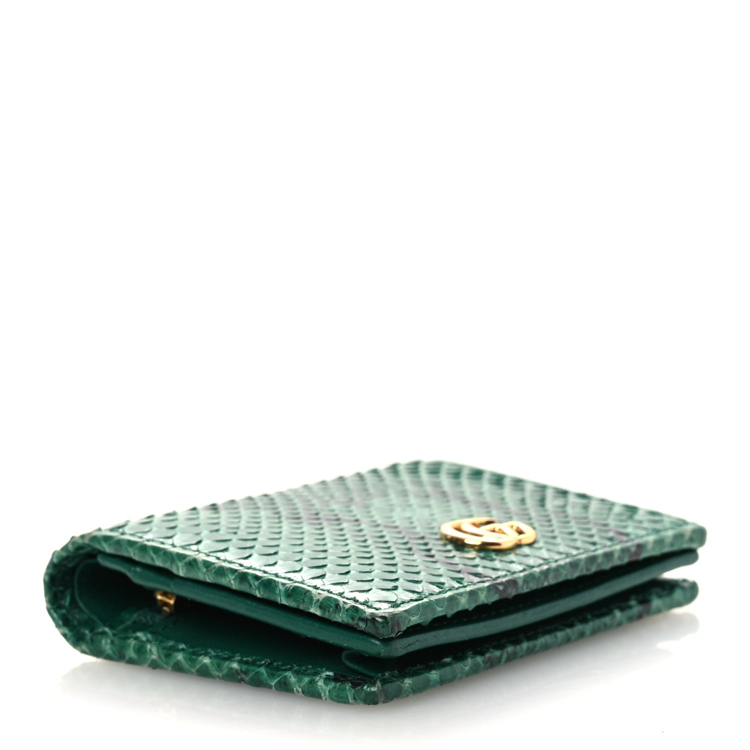Snakeskin GG Marmont Card Case Green
