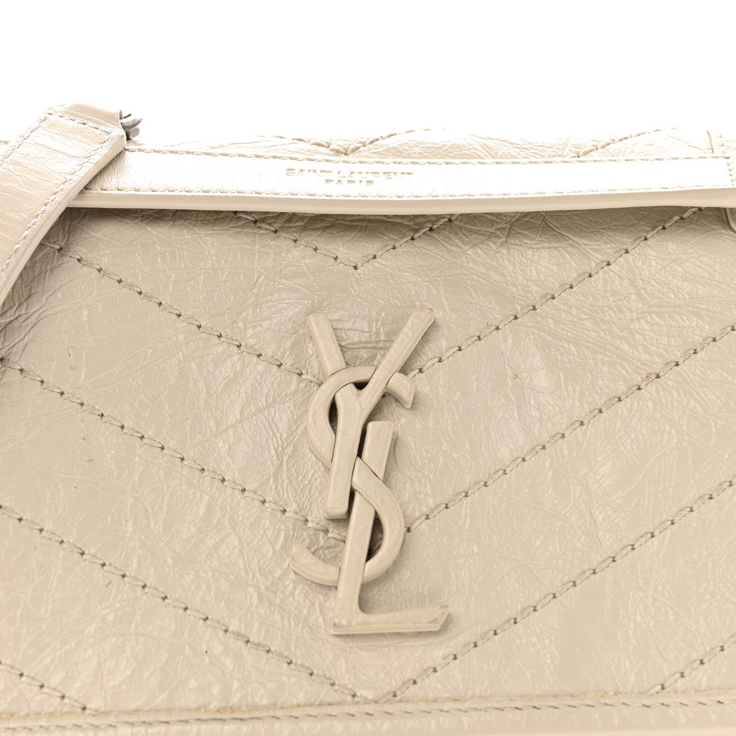 Crinkled Calfskin Matelasse Monogram Baby Niki Chain Satchel Crema Soft