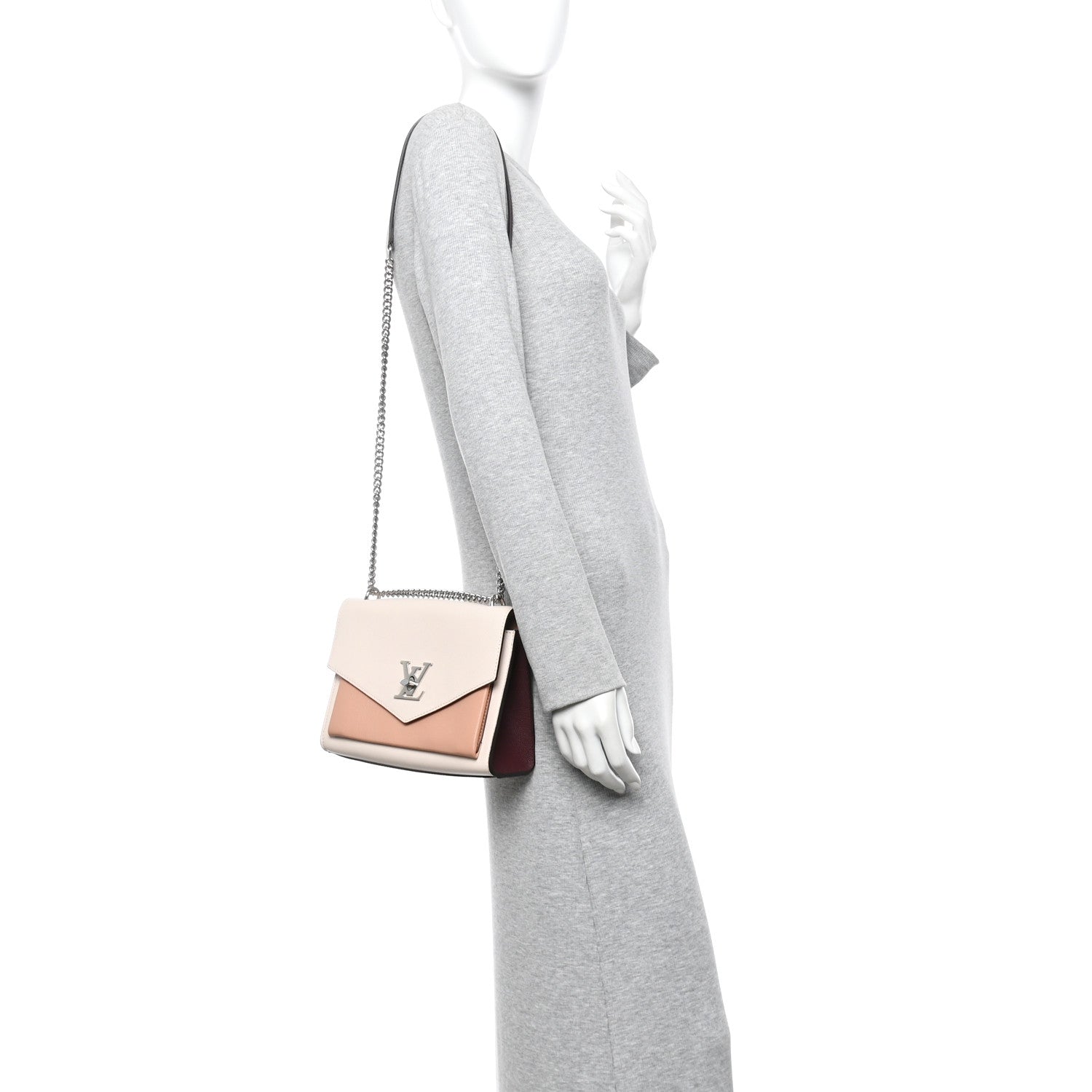 Soft Calfskin My Lockme Chain Bag BB Rose Silk Quartz Calla