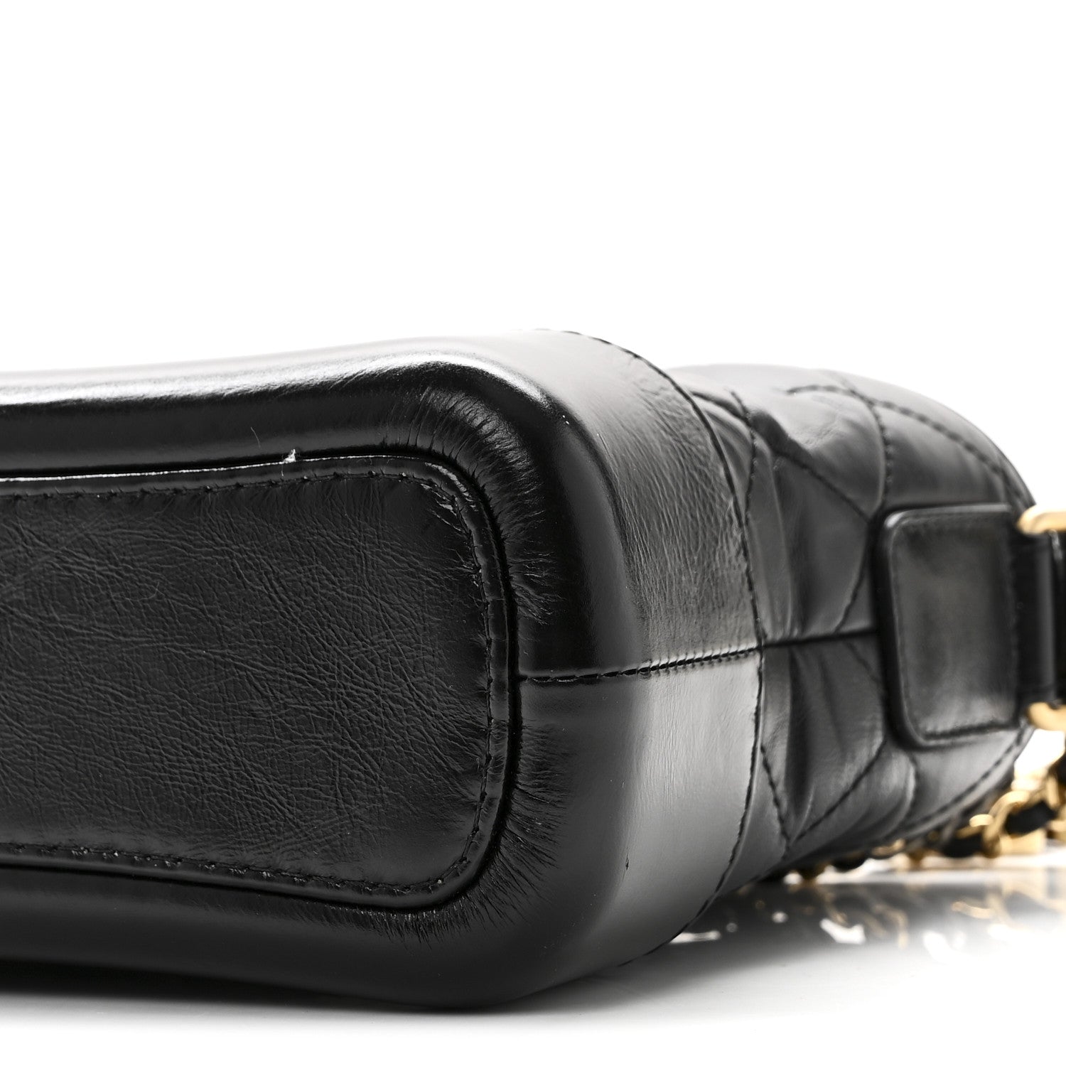 Aged Calfskin Quilted Small Gabrielle Hobo Black