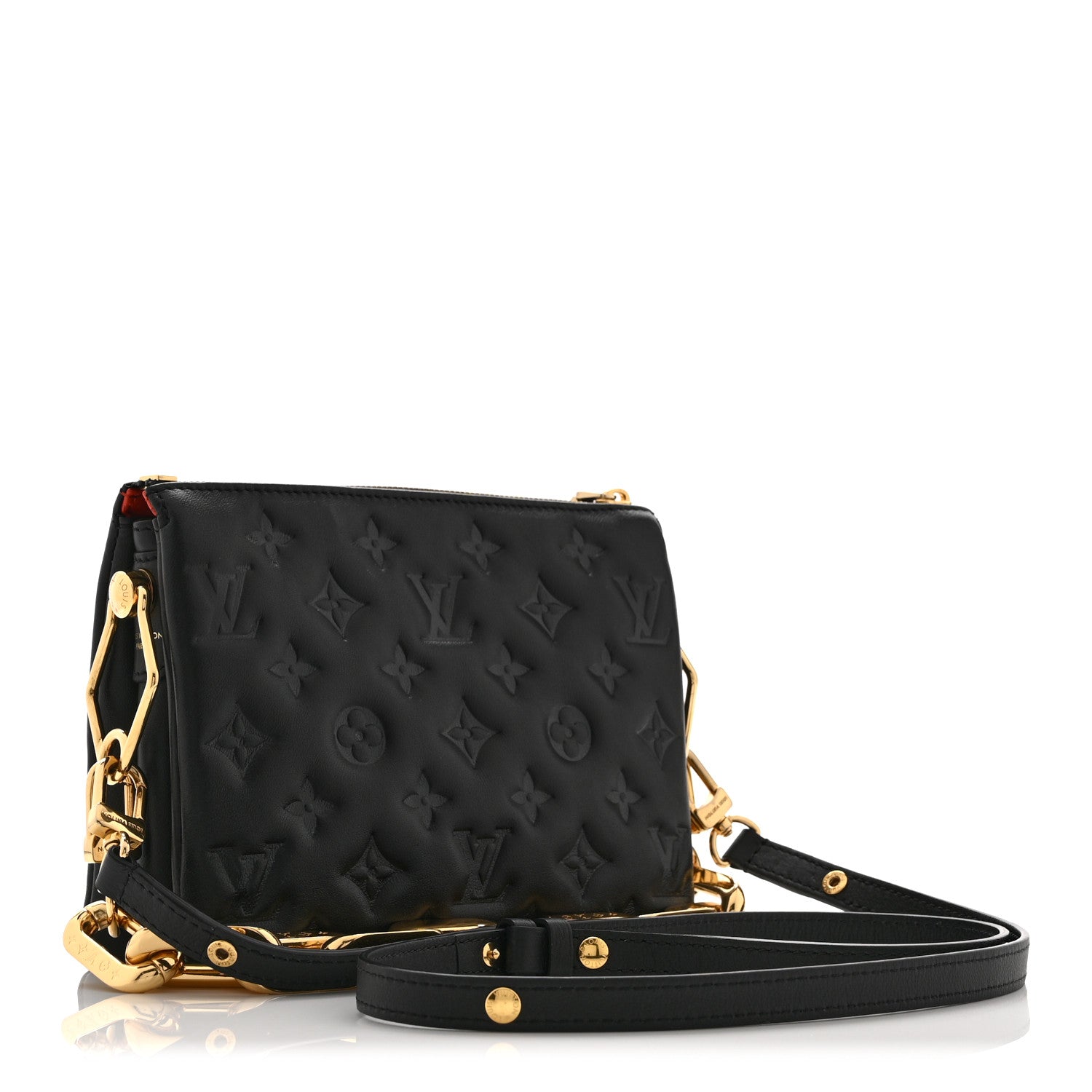Lambskin Embossed Monogram Coussin BB Black