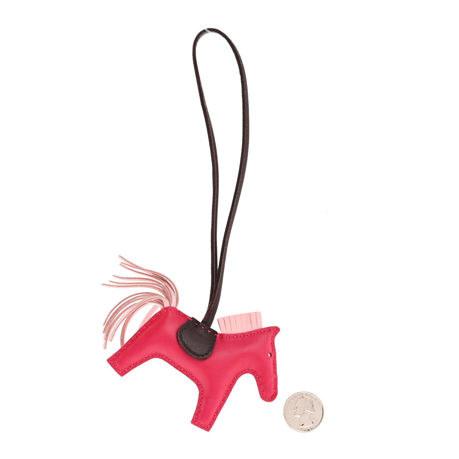 Milo Lambskin Grigri Rodeo Horse Bag Charm PM Rose Sakura Framboise Rouge Sellier
