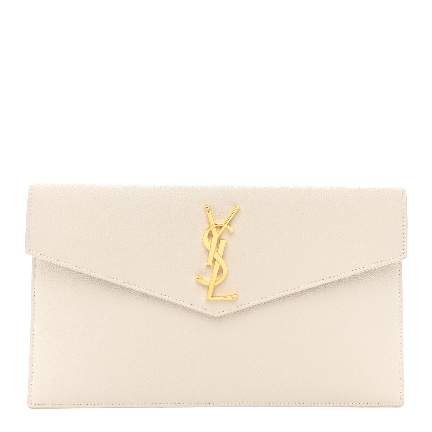 Smooth Shiny Calfskin Uptown Pouch Crema Soft