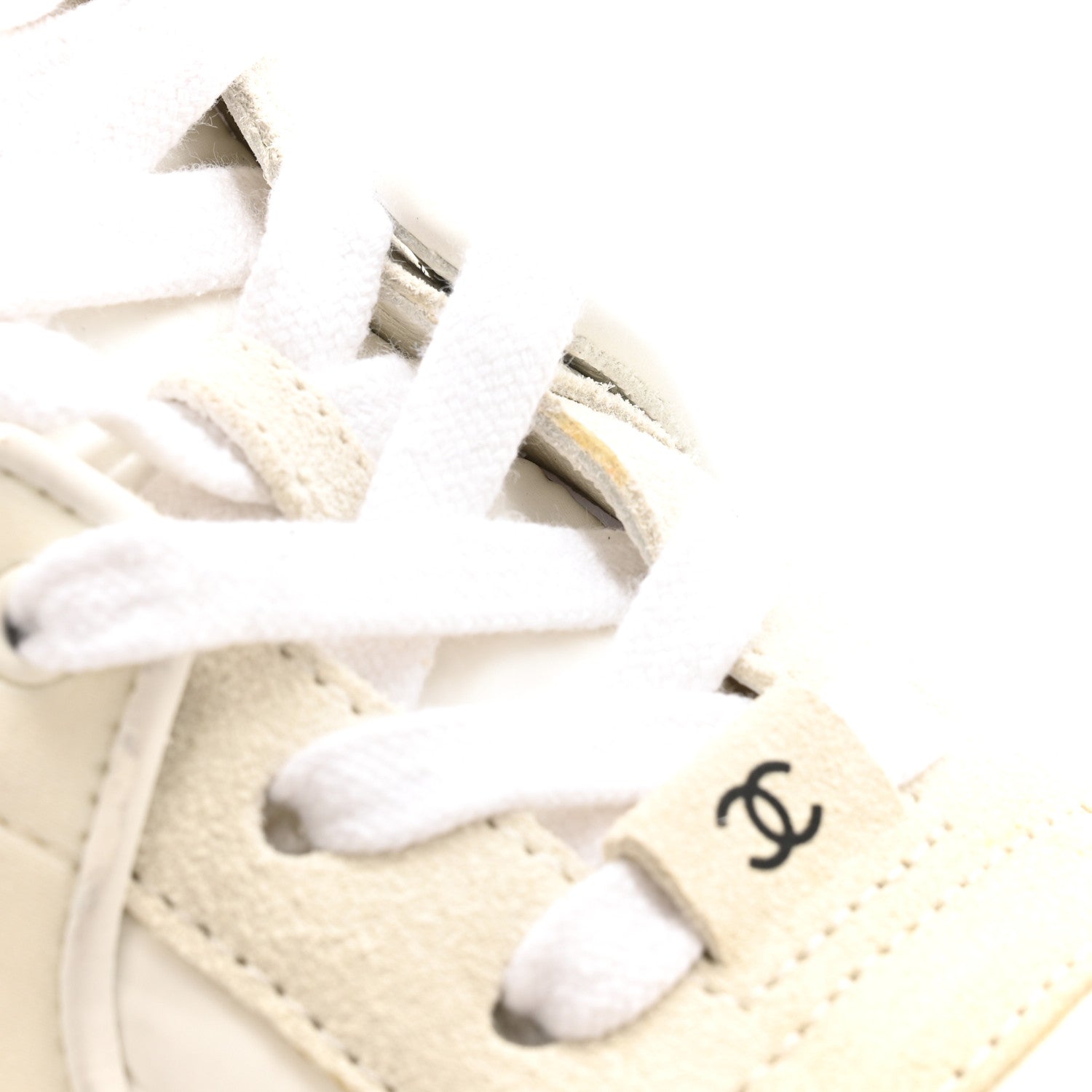 Suede Calfskin Fabric CC Sneakers 39.5 White