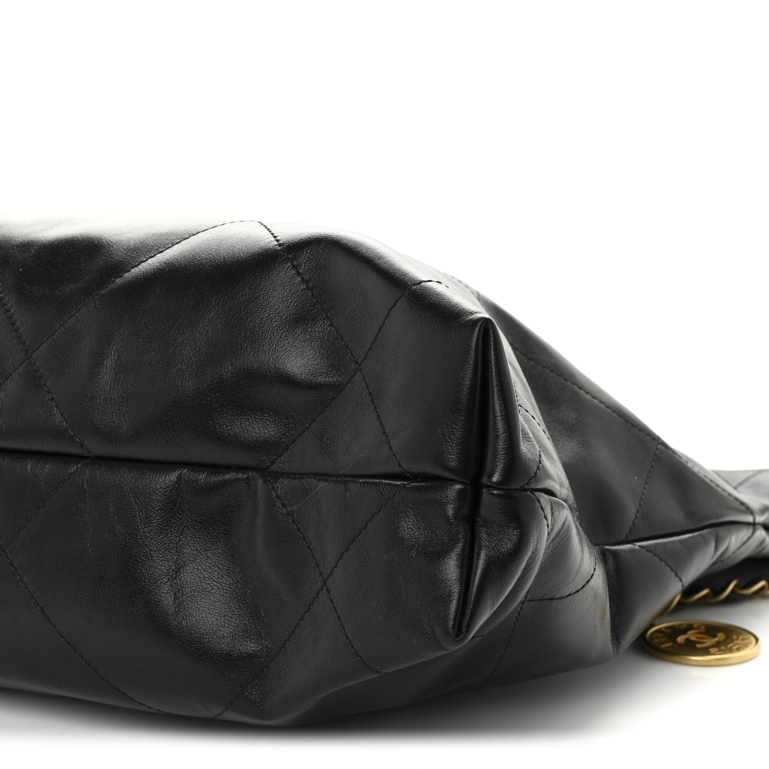 Shiny Calfskin Quilted Small Chanel 22 Black