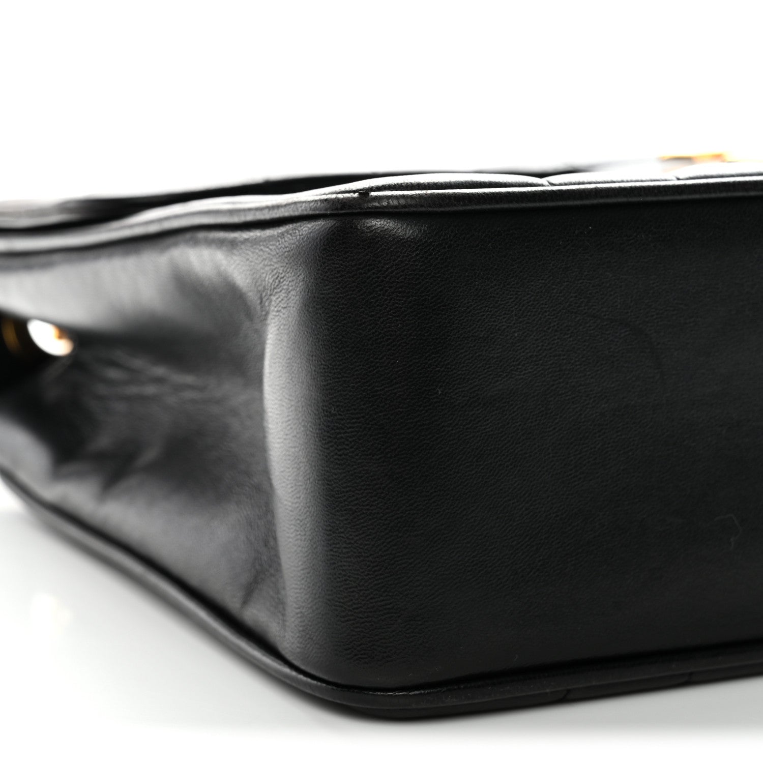 Lambskin Vertical Quilt Jumbo Single Flap Black