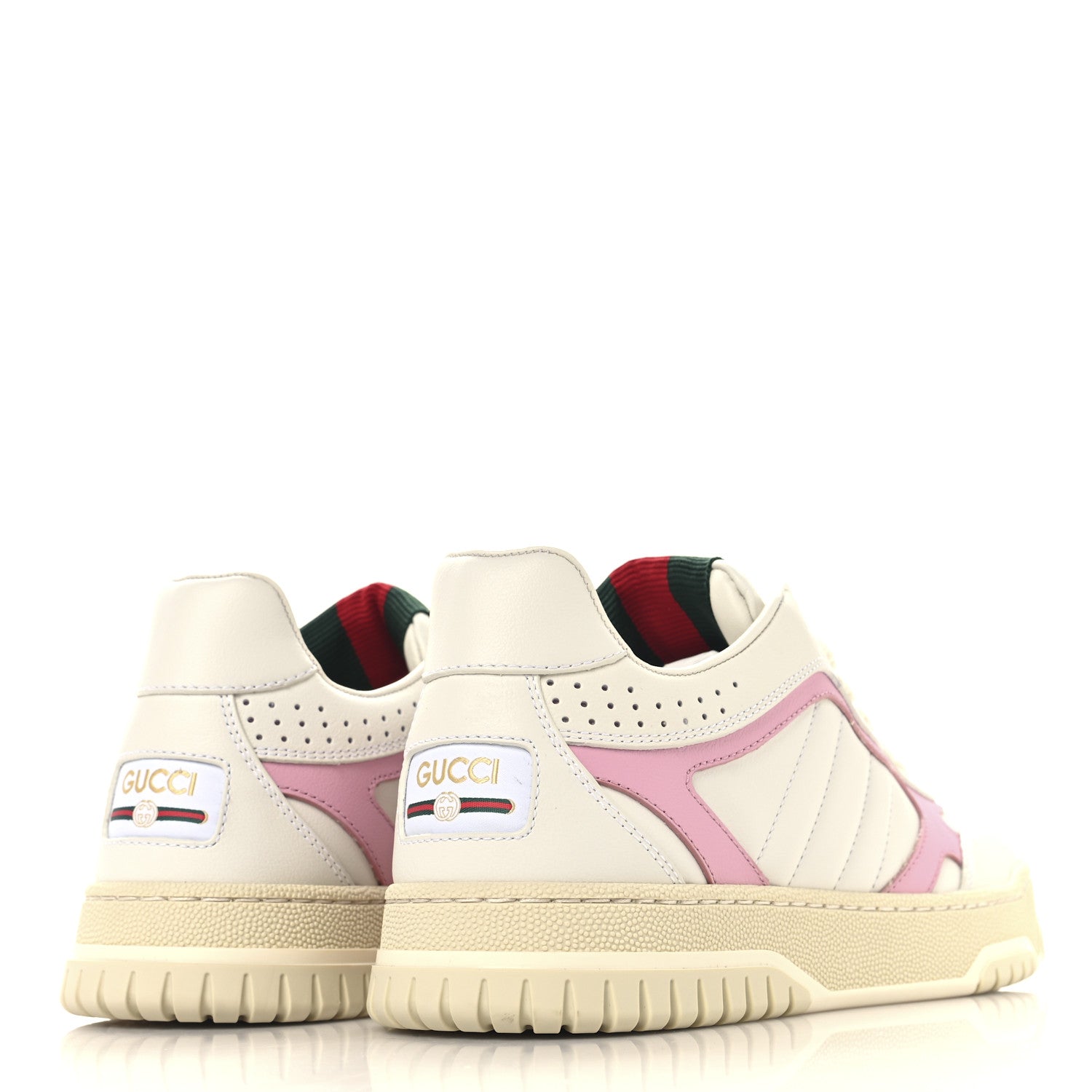 Calfskin Womens Re-Web Sneakers 36.5 White Pink
