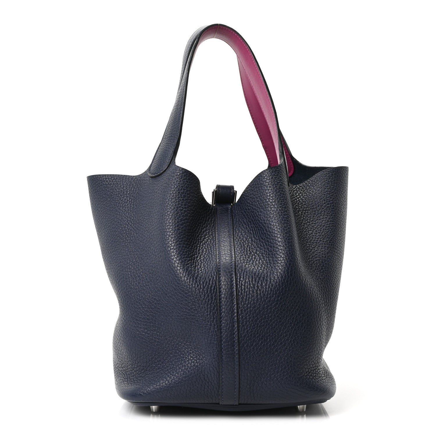 Taurillon Clemence Picotin Lock 22 MM Bleu Nuit Rose Pourpre