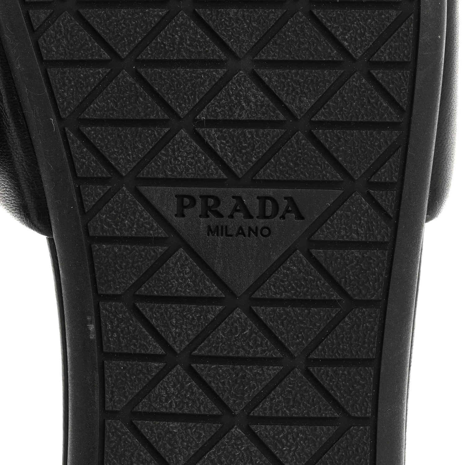 Soft Nappa Metal Triangle Logo Slide Sandals 39 Black