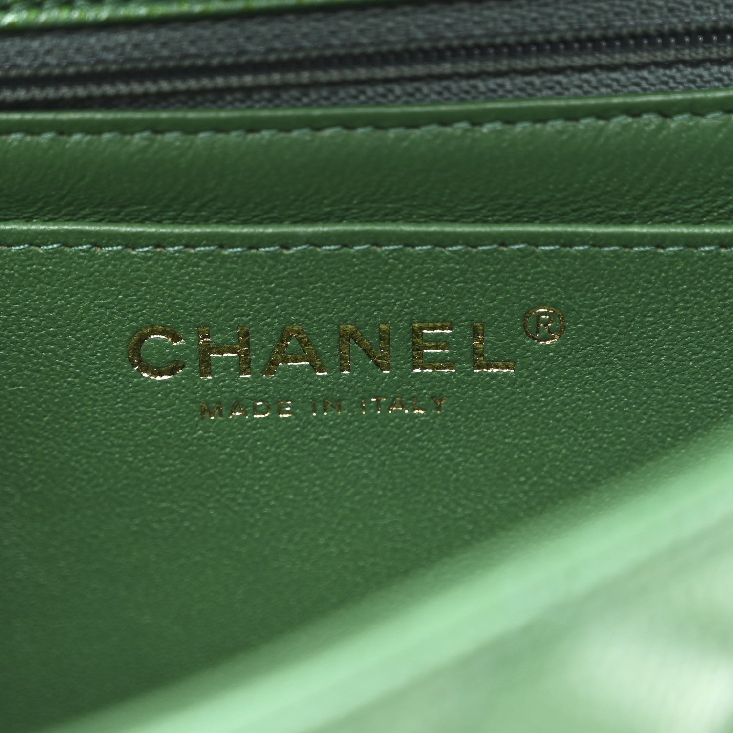 Metallic Caviar Quilted Mini Rectangular Flap Green