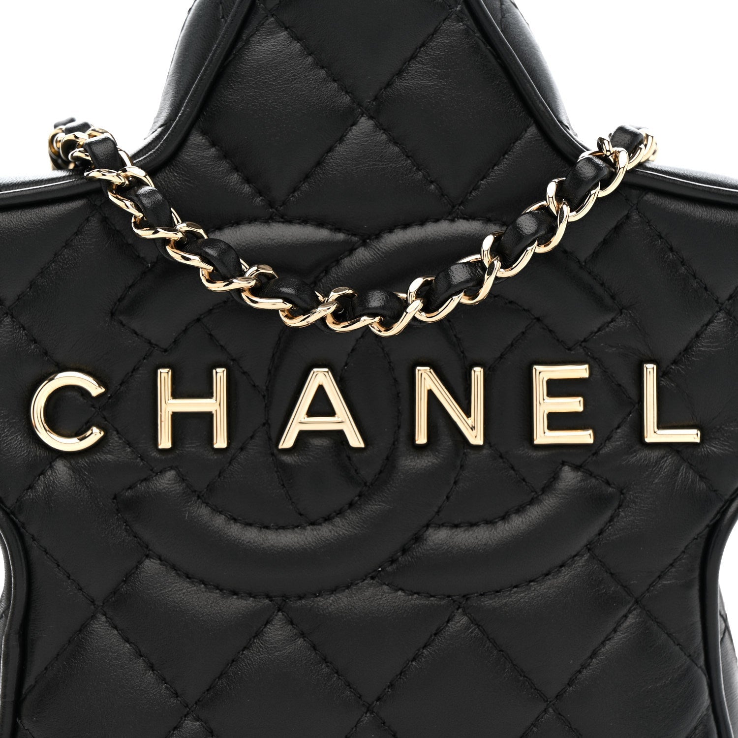 Lambskin Quilted Walk of Fame Star Bag Black