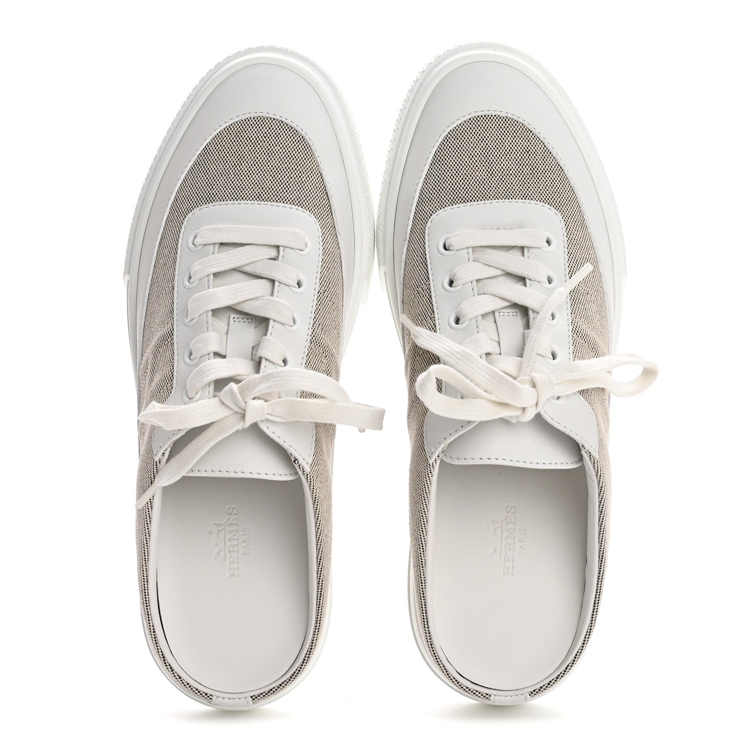 Calfskin H Canvas Keep Mule Sneakers 39 Prunoir White