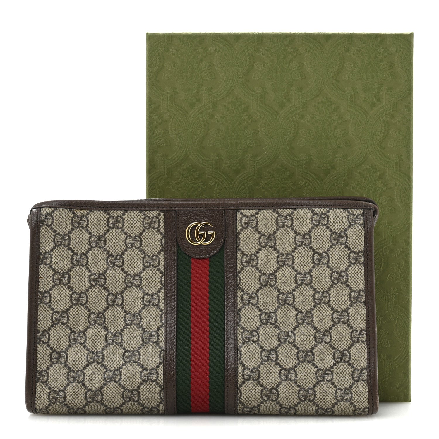 GG Supreme Monogram Web Ophidia GG Toiletry Case Beige New Acero