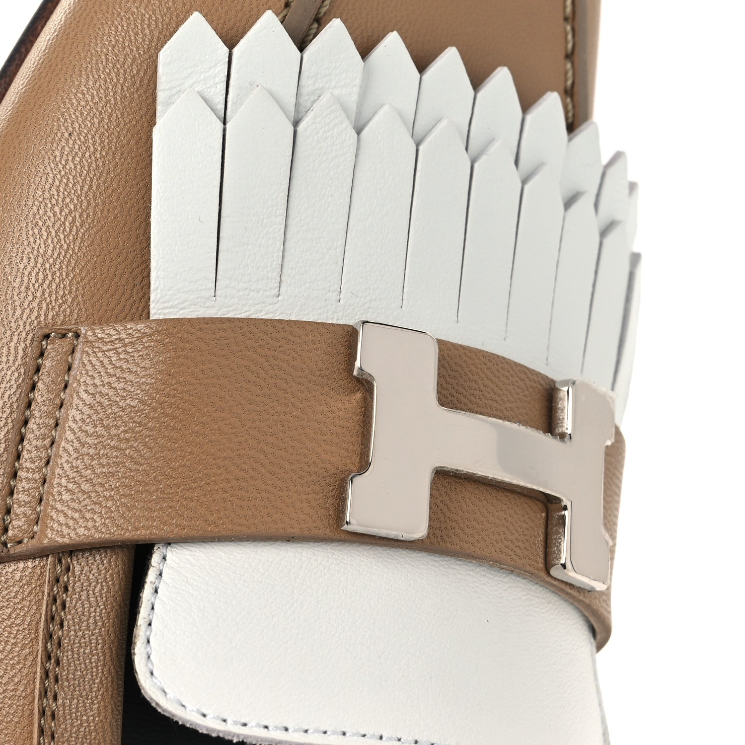 Goatskin Womens Royal Loafers 37 Beige Argile White