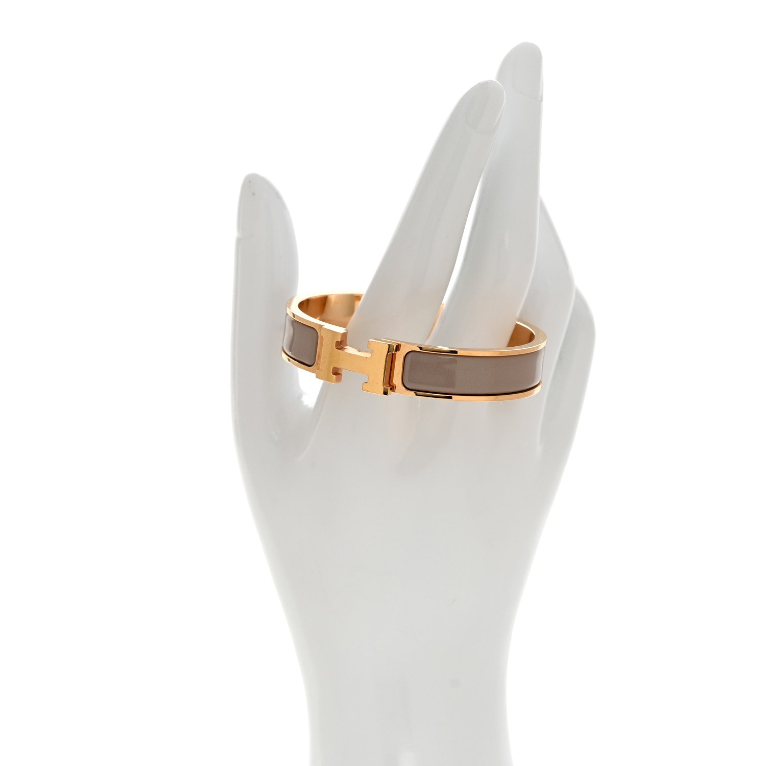 Enamel Narrow Clic Clac H Bracelet PM Marron Glace