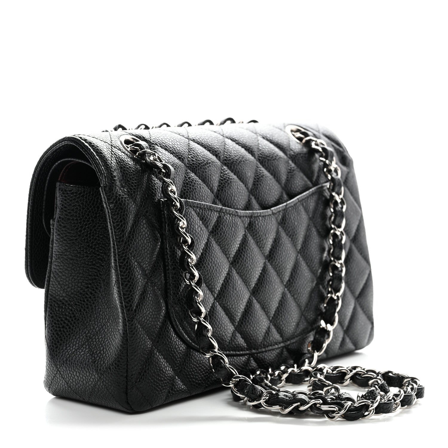 Caviar Quilted Small Double Flap Black