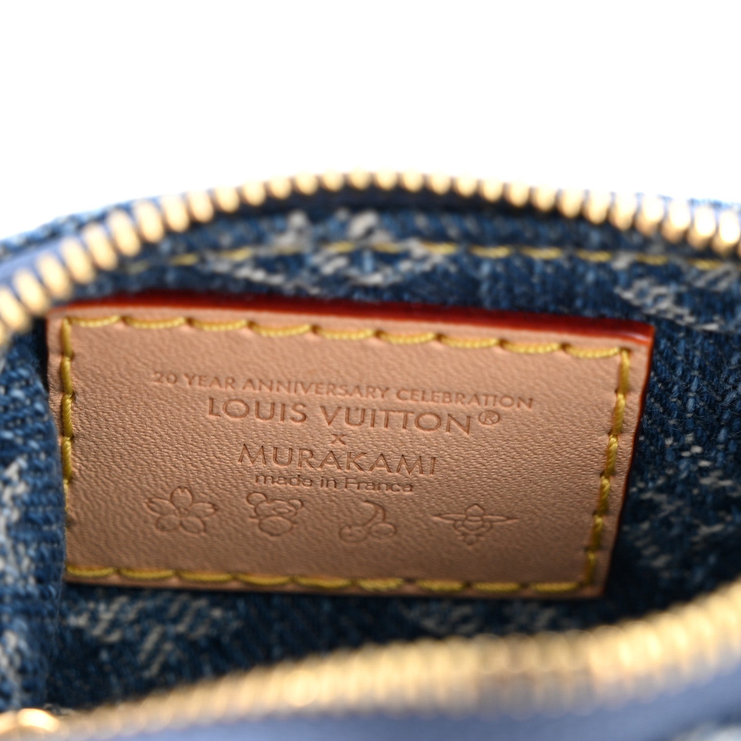 LV X TM Monogram Denim Cerises Key Pouch Blue
