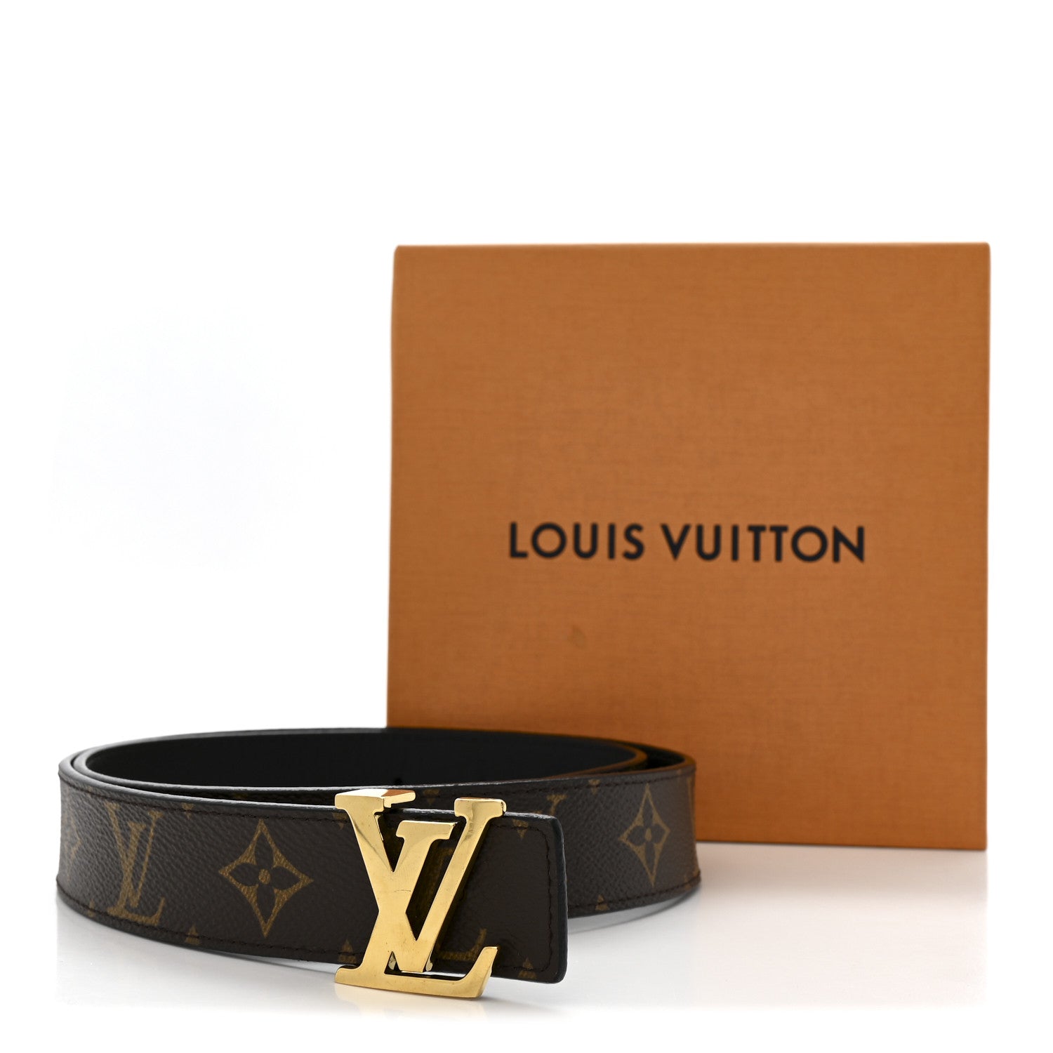 Calfskin Monogram 30mm LV Initiales Reversible Belt 80 32 Black