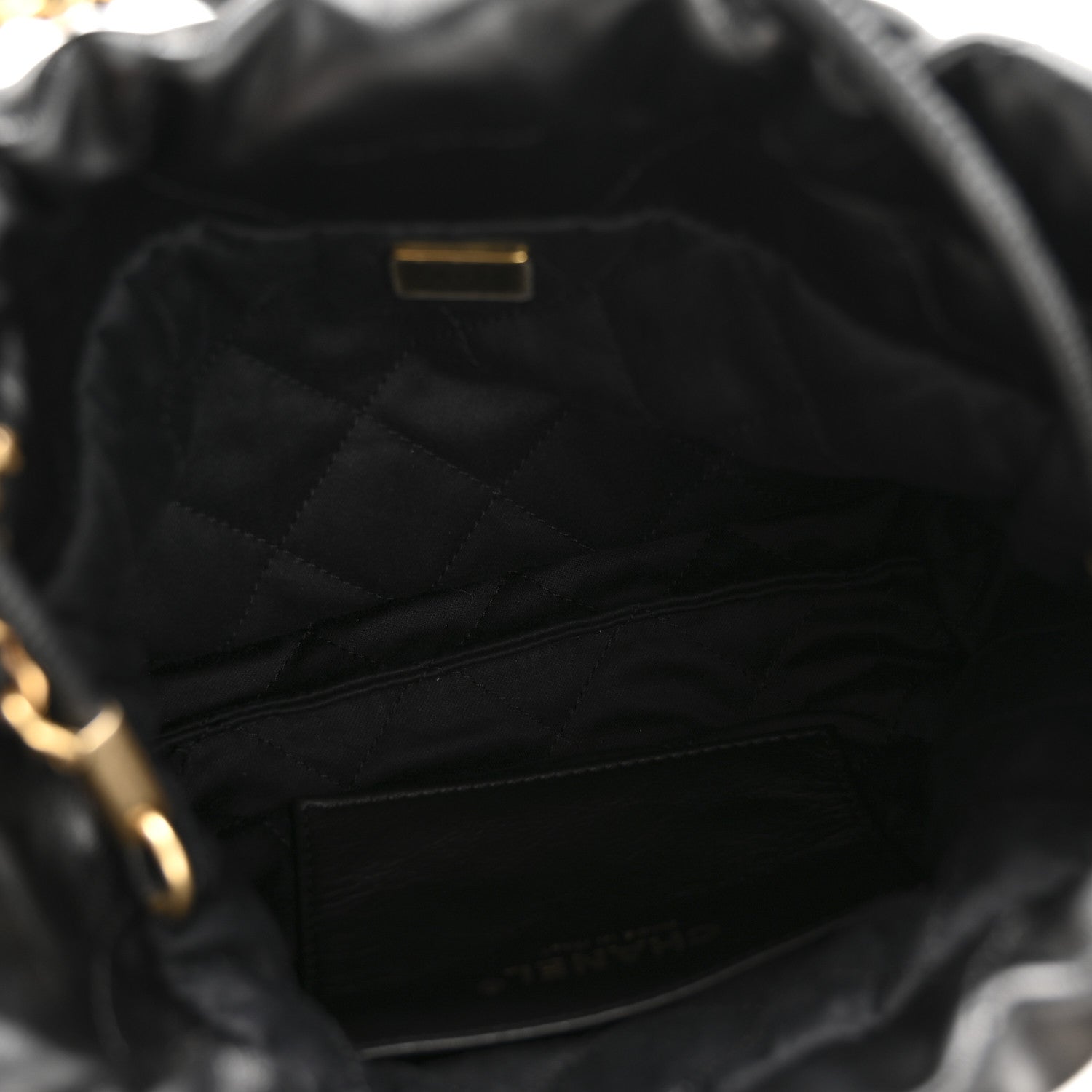 Shiny Calfskin Quilted Mini Chanel 22 Black