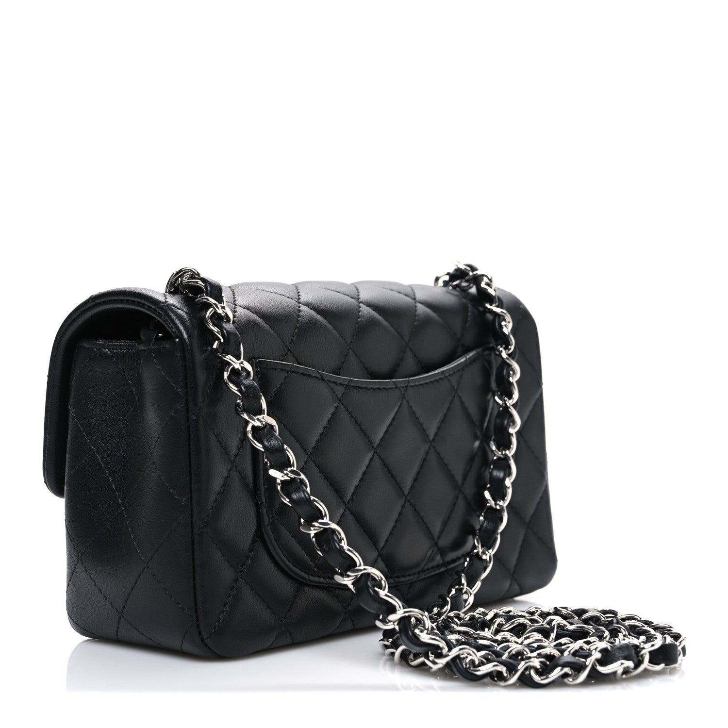 Lambskin Quilted Mini Rectangular Flap Black