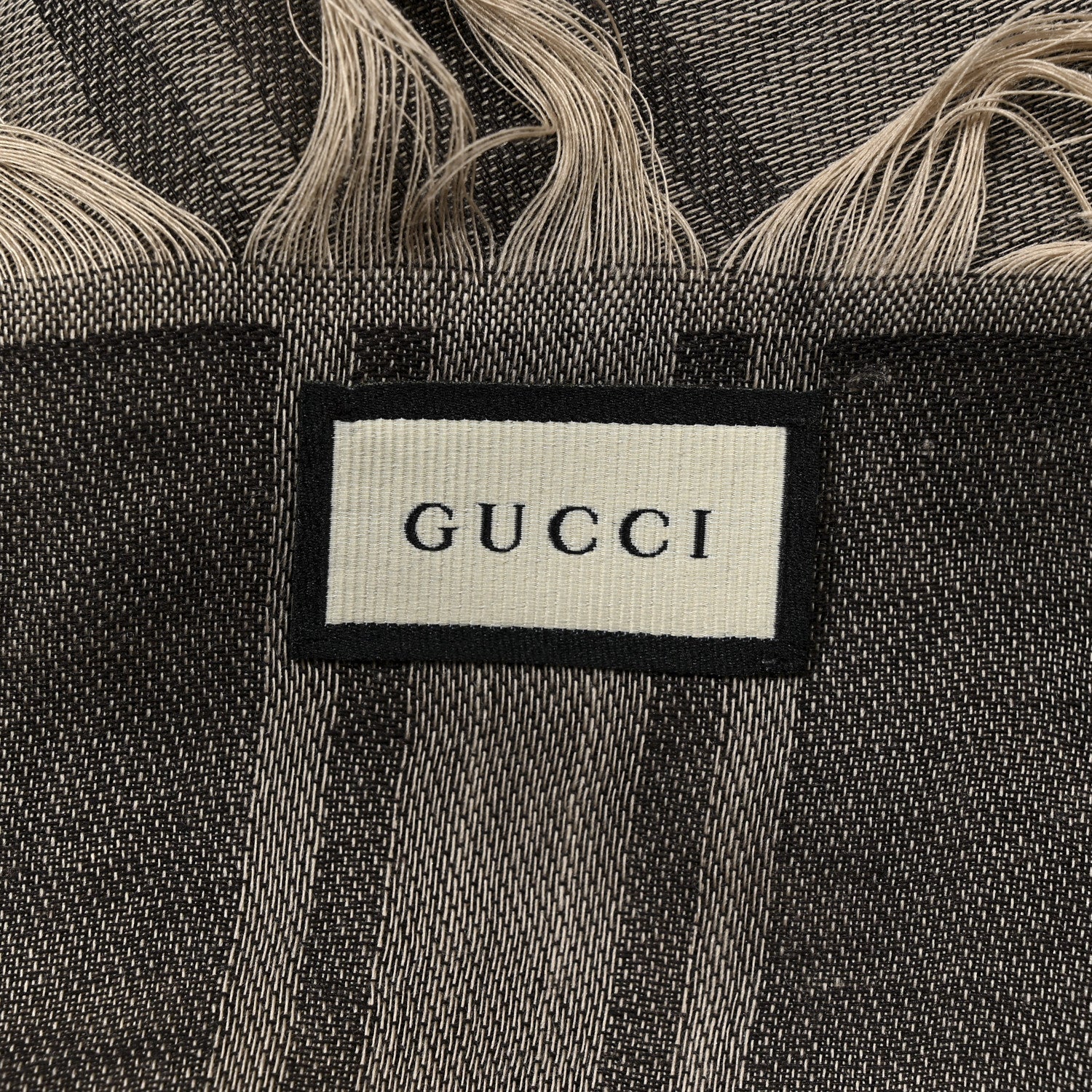 Wool Silk GG Monogram Diamante Plaid Surviee Shawl Beige Dark Brown