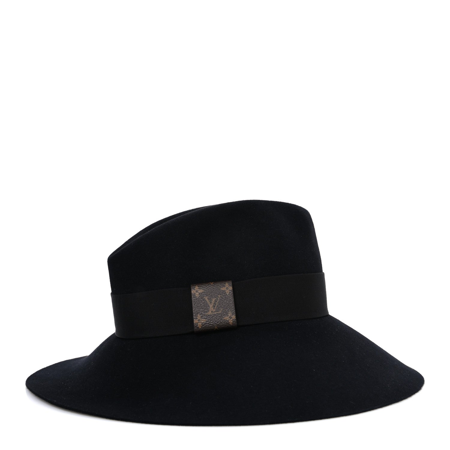 Felt Leather Monogram Fedora XL Hat Black