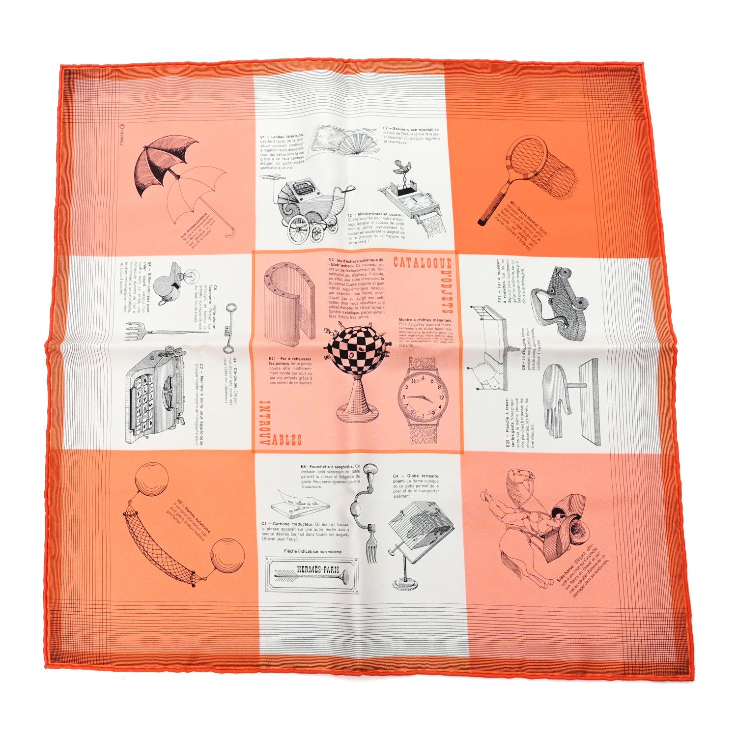 Silk Gavroche Les Objets Introuvables Scarf 45 Orange Creme Saumon