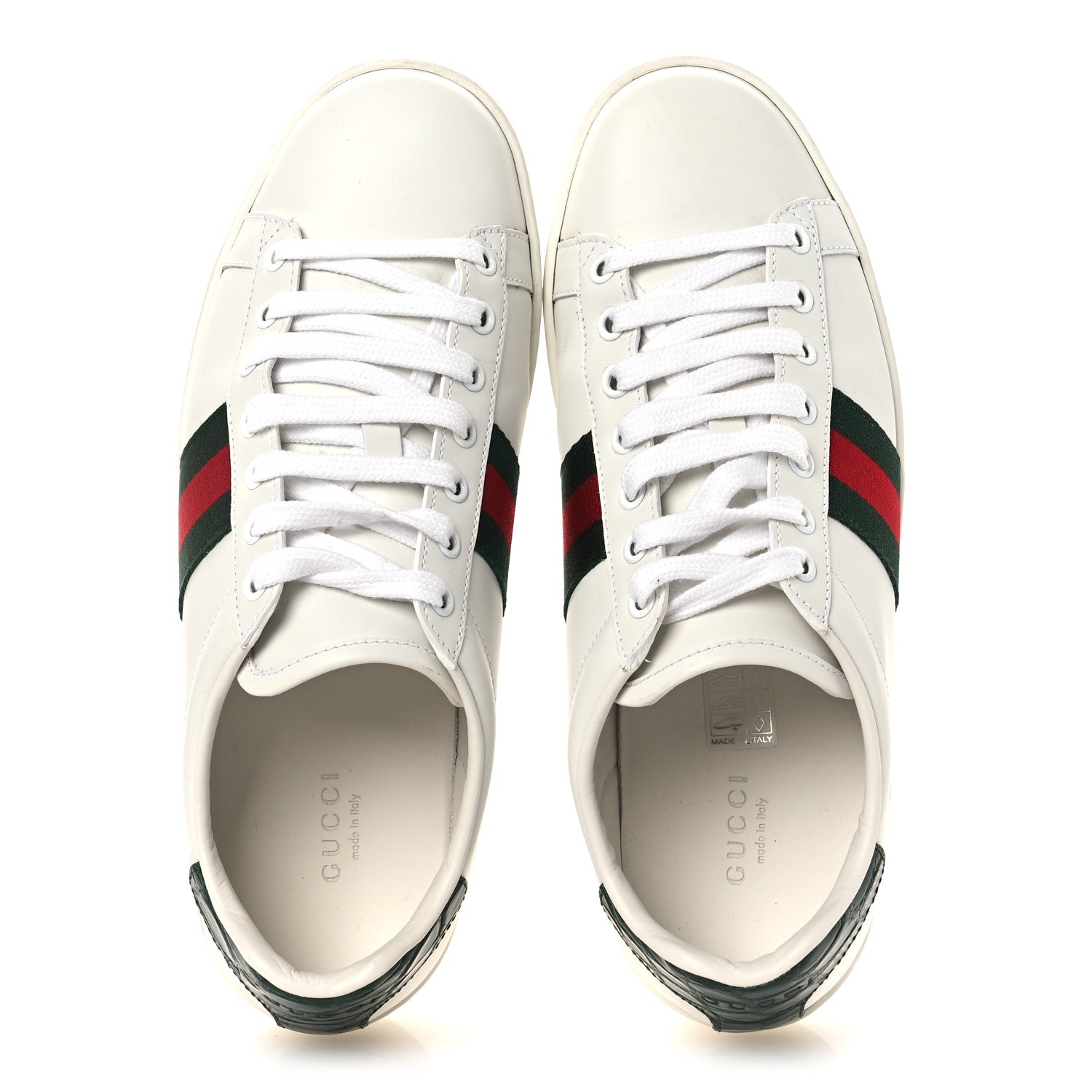 Calfskin Crocodile Web Womens Ace Sneakers 39 White Green