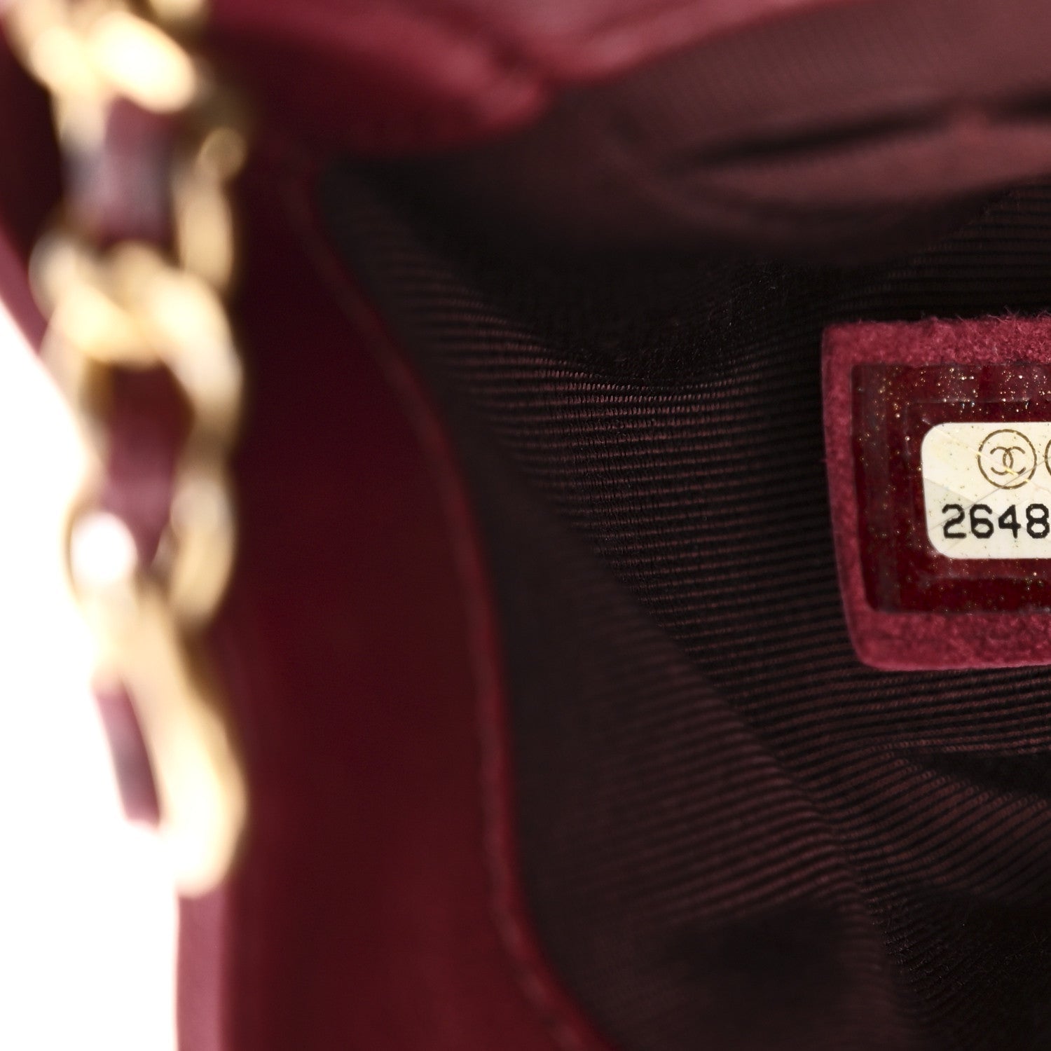Glazed Calfskin Chevron Quilted Small Hampton Flap Burgundy