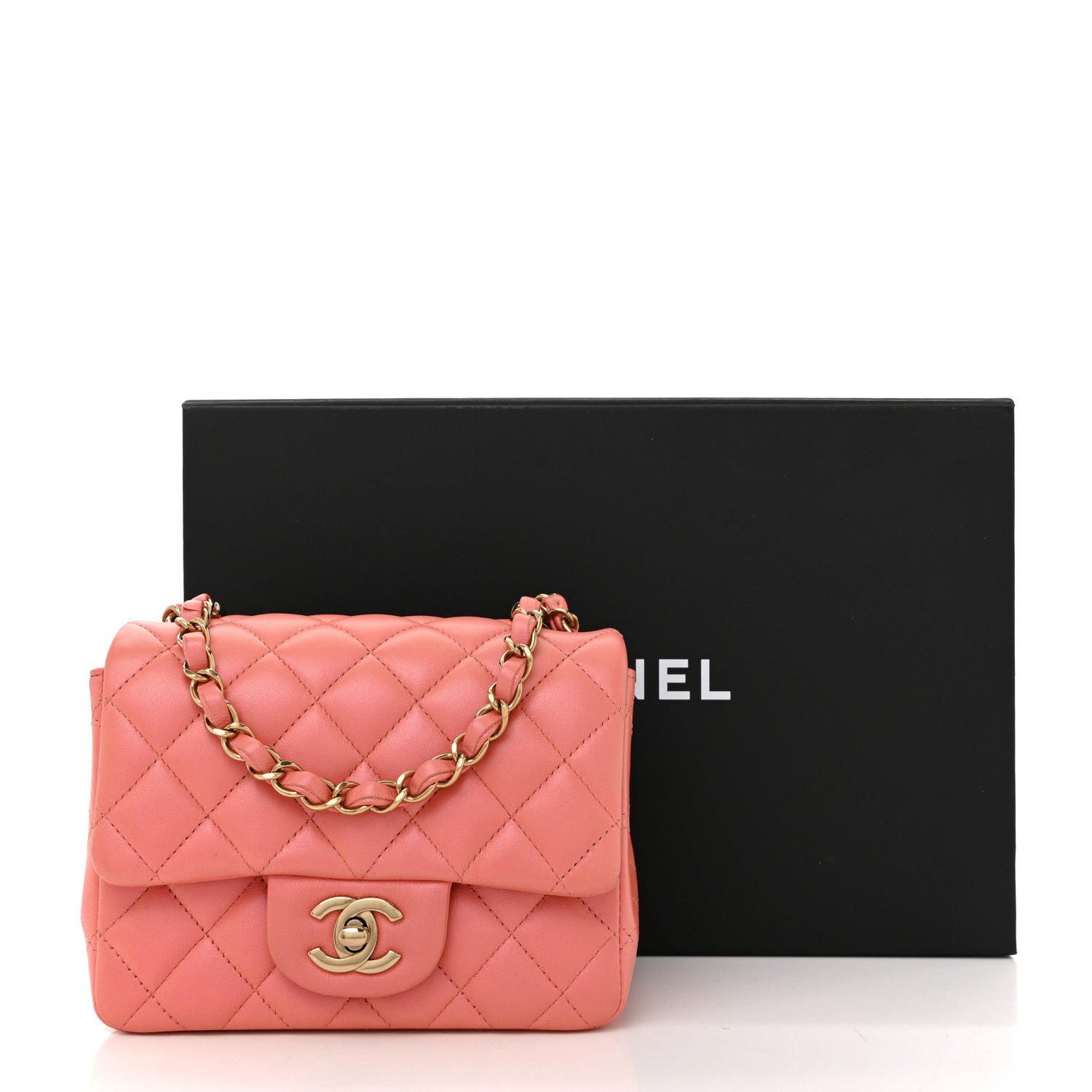 Lambskin Quilted Mini Square Flap Pink