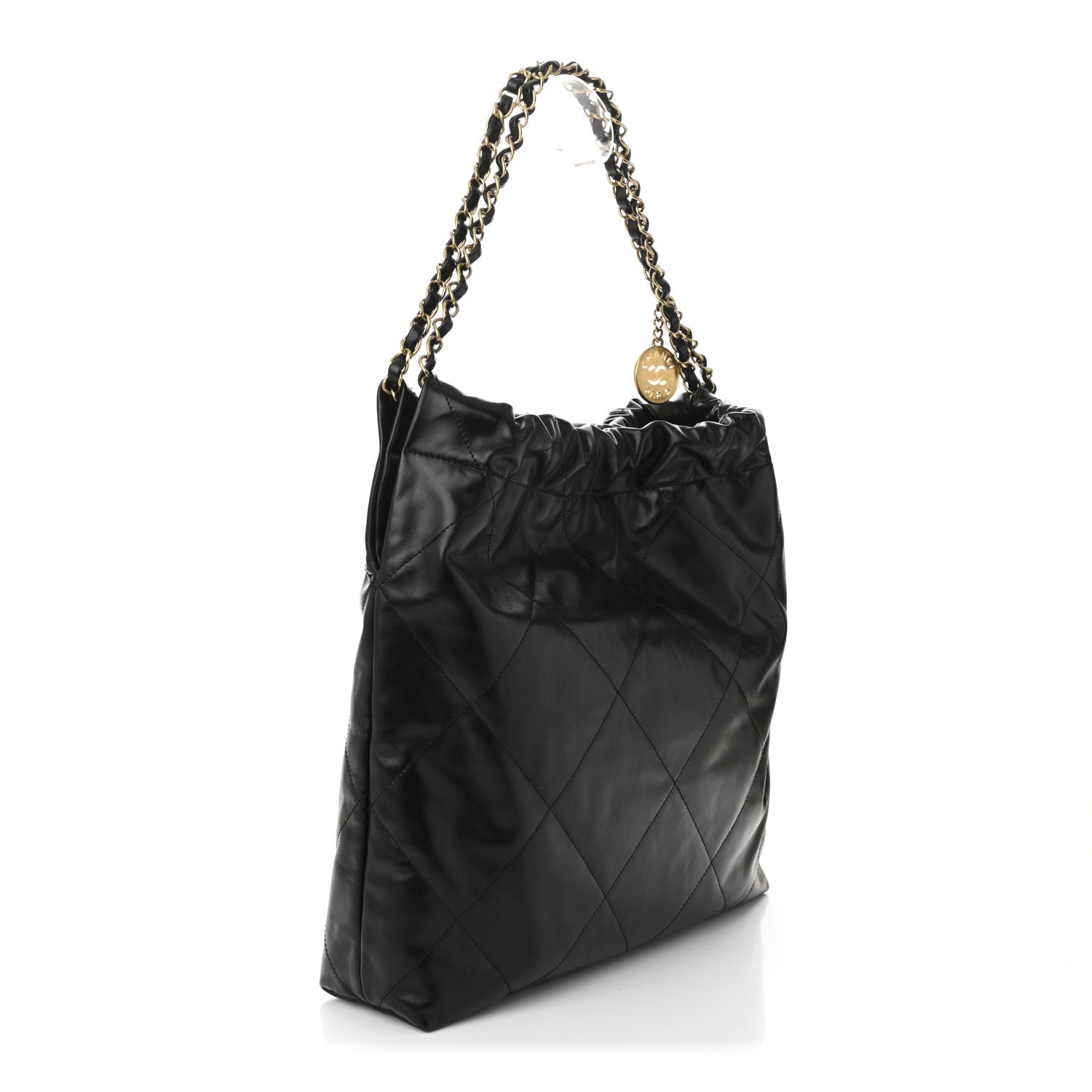 Shiny Calfskin Quilted Chanel 22 Black