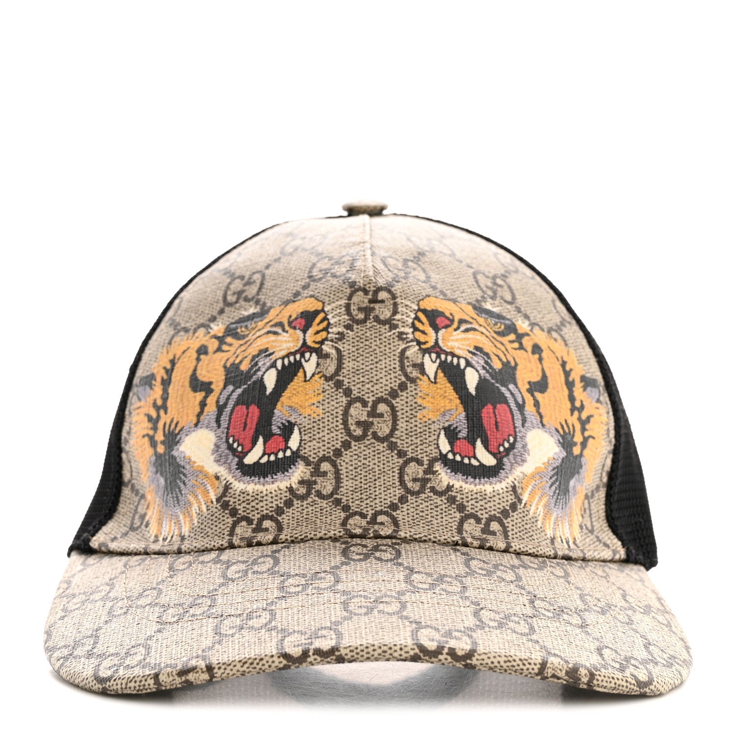 GG Supreme Monogram Tiger Print Baseball Hat XS Beige