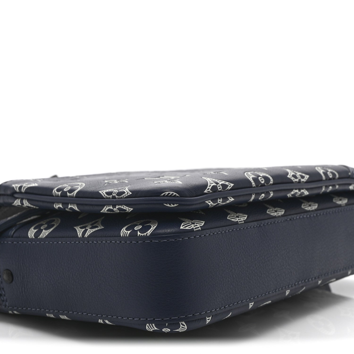 Calfskin Monogram Shadow Trio Messenger Navy White